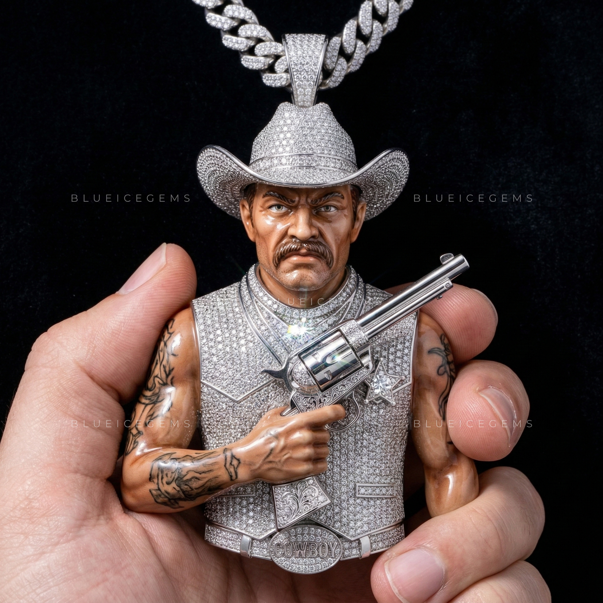 The "Outlaw" Marshal: 3D Cinematic Portrait & Iced-Out Western Sovereign