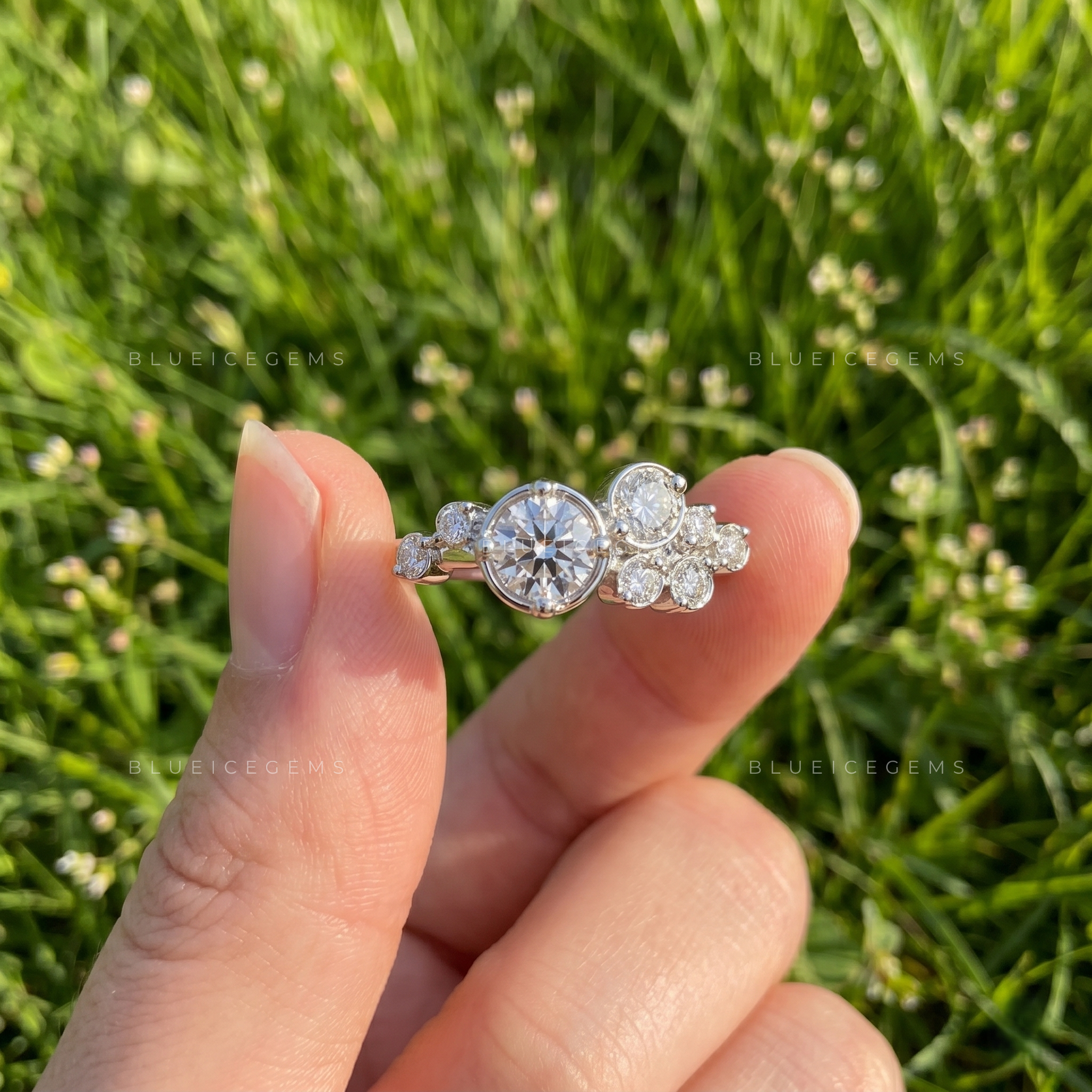 Captivating Multi-Stone Round Brilliant Cluster Statement Ring
