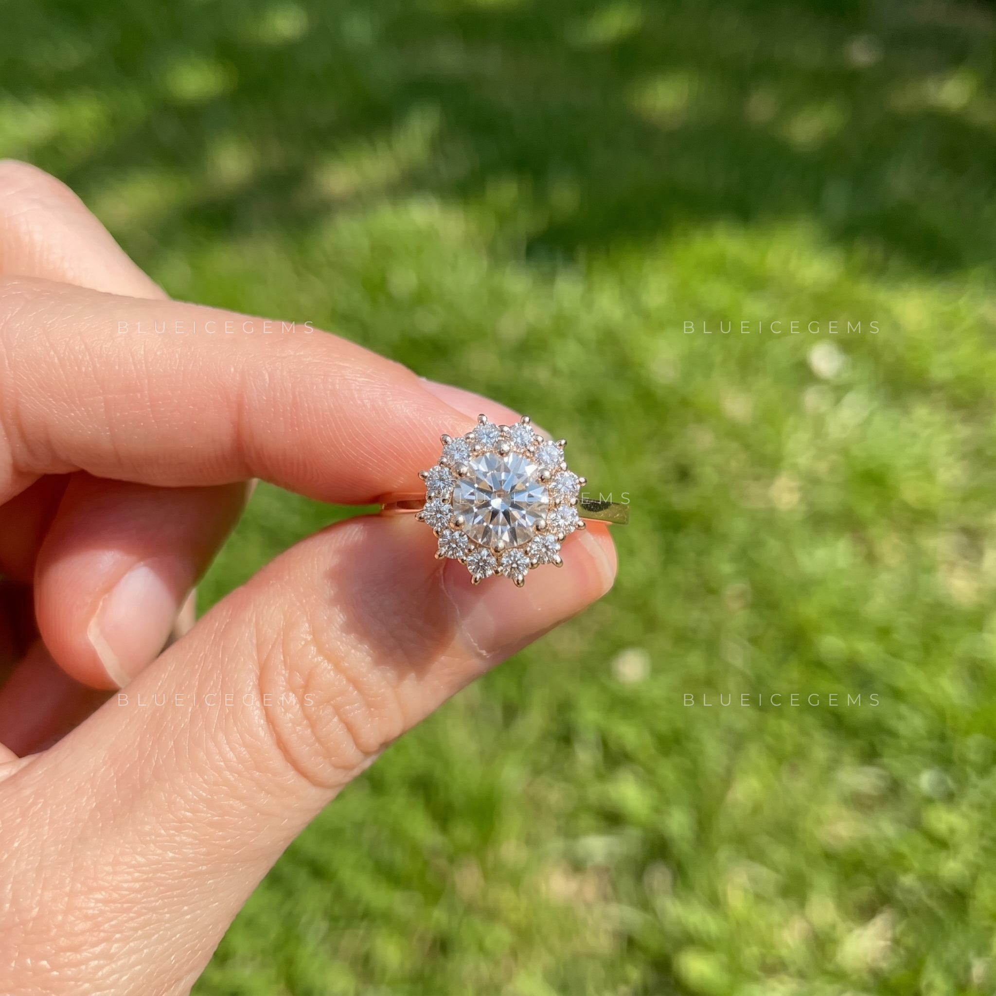 Vintage Radiance Round Brilliant Cut Halo Engagement Ring