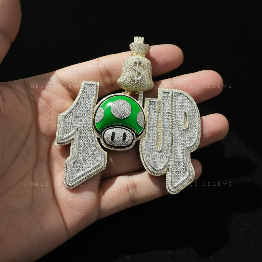 The "1-UP" Power-Level: Mushroom Kingdom Money Bag Multi-Tone Pendant
