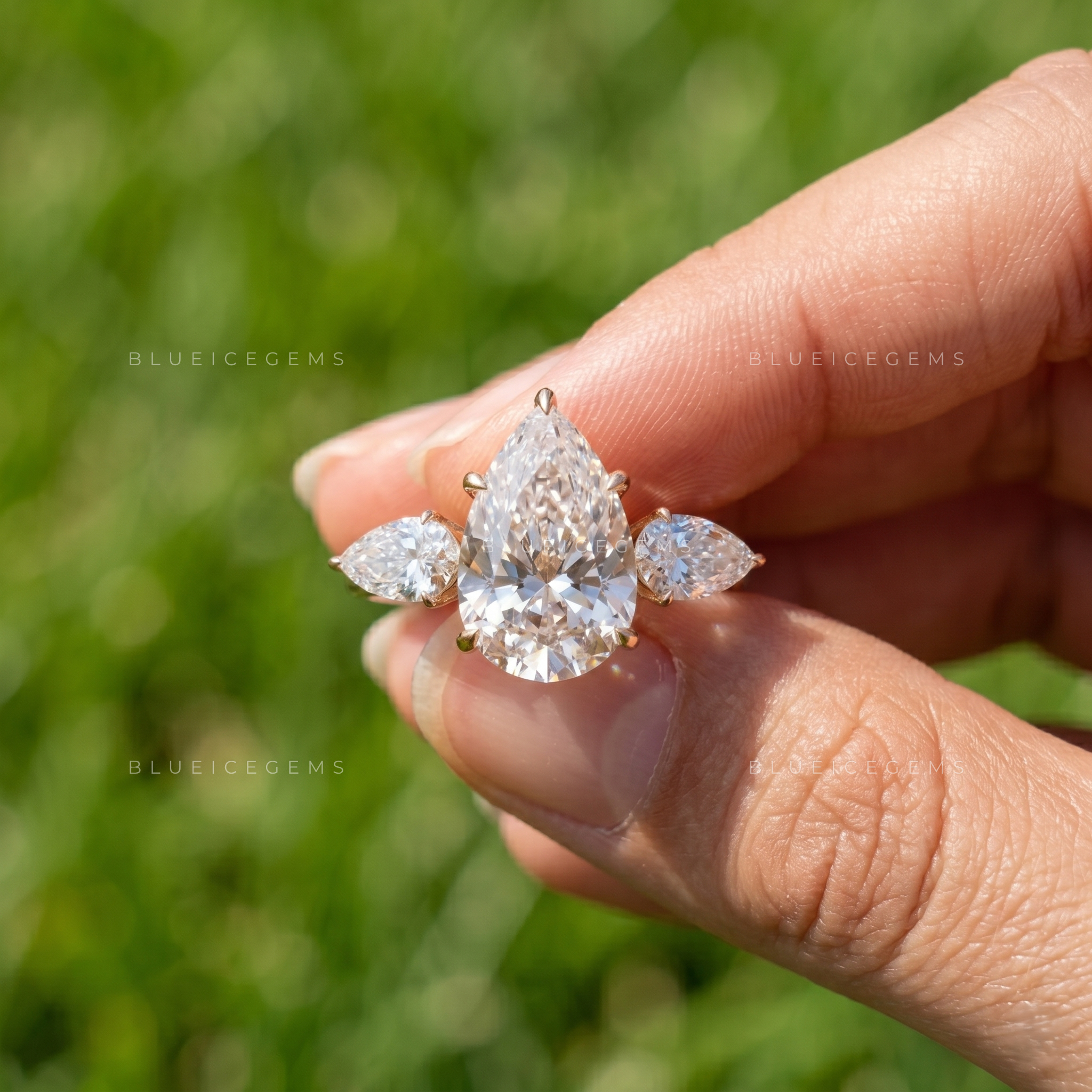 mperial Triad Pear Cut Certified Three Stone Engagement Ring