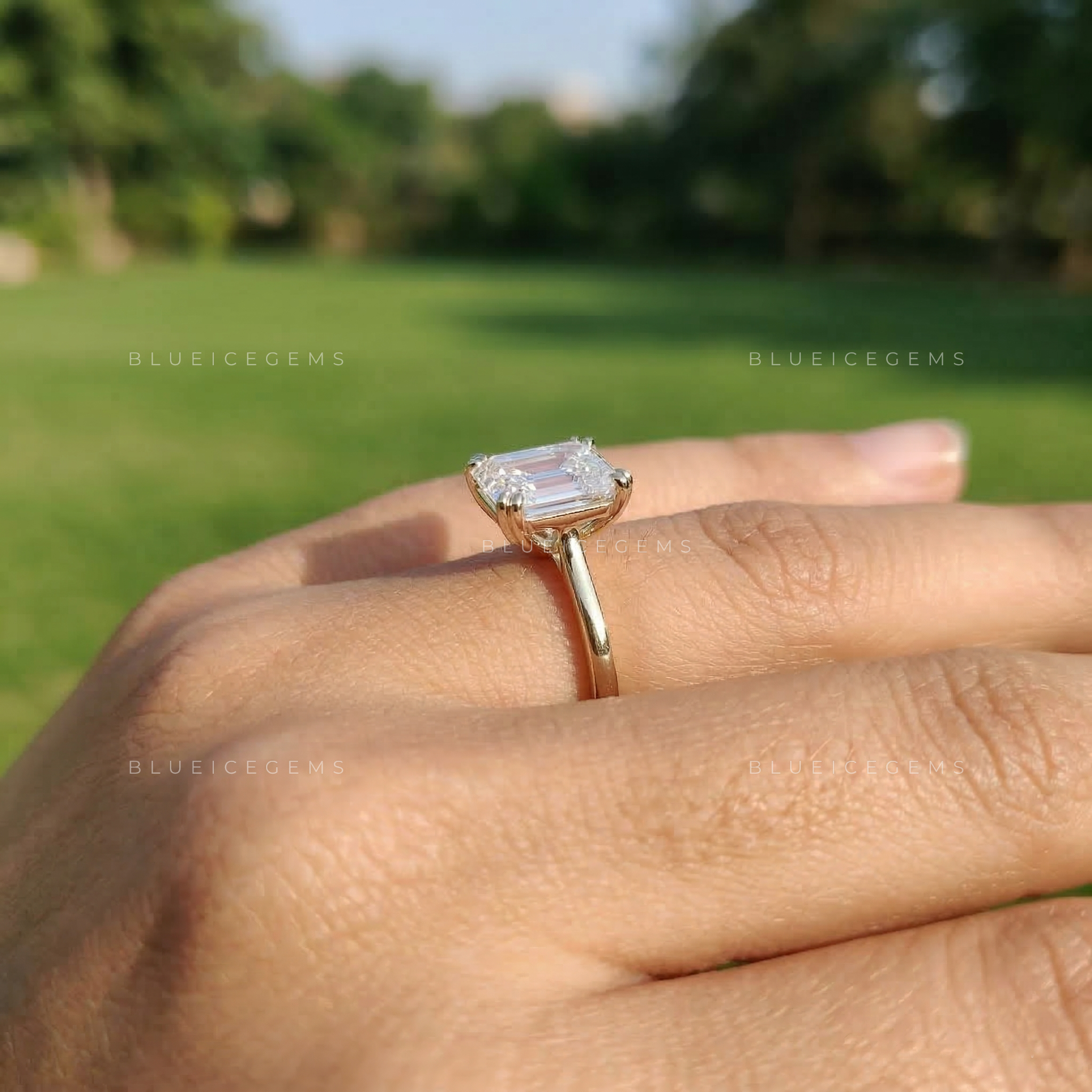 Art Deco Inspired Asscher Cut Solitaire Ring