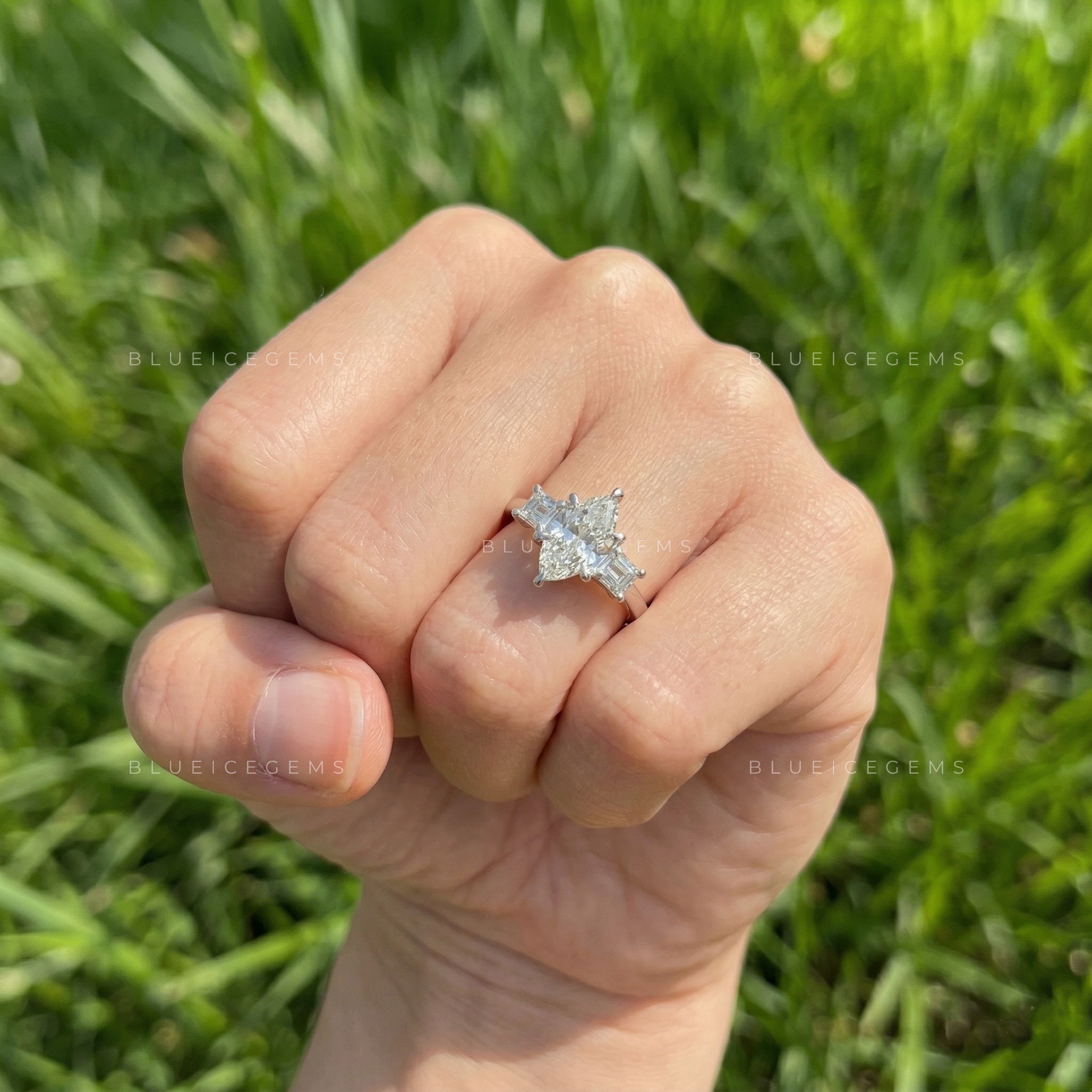 Imperial Sophistication Dutch Marquise and Princess Cut Trilogy Ring