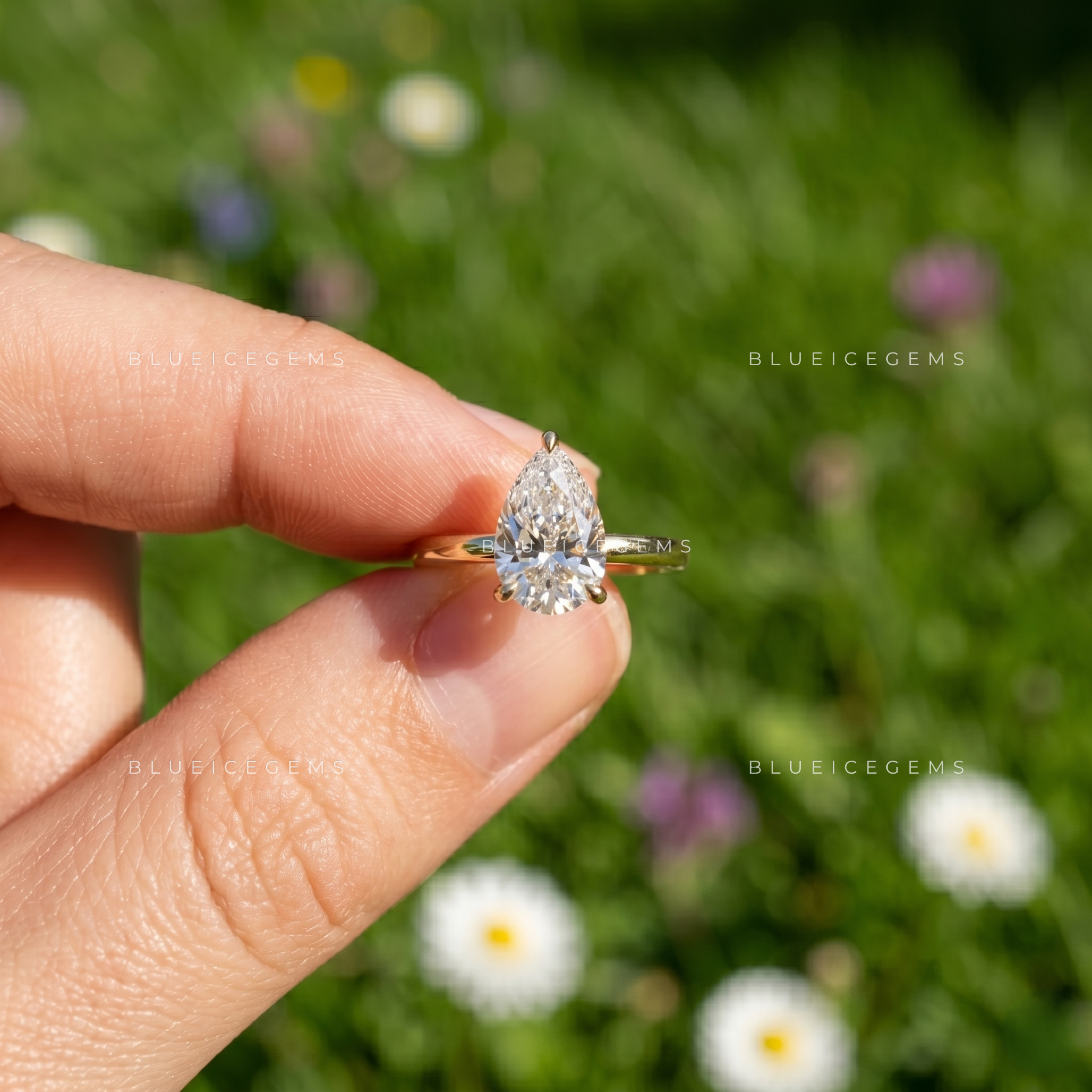 Aurielle Pear Cut Solitaire Engagement Ring