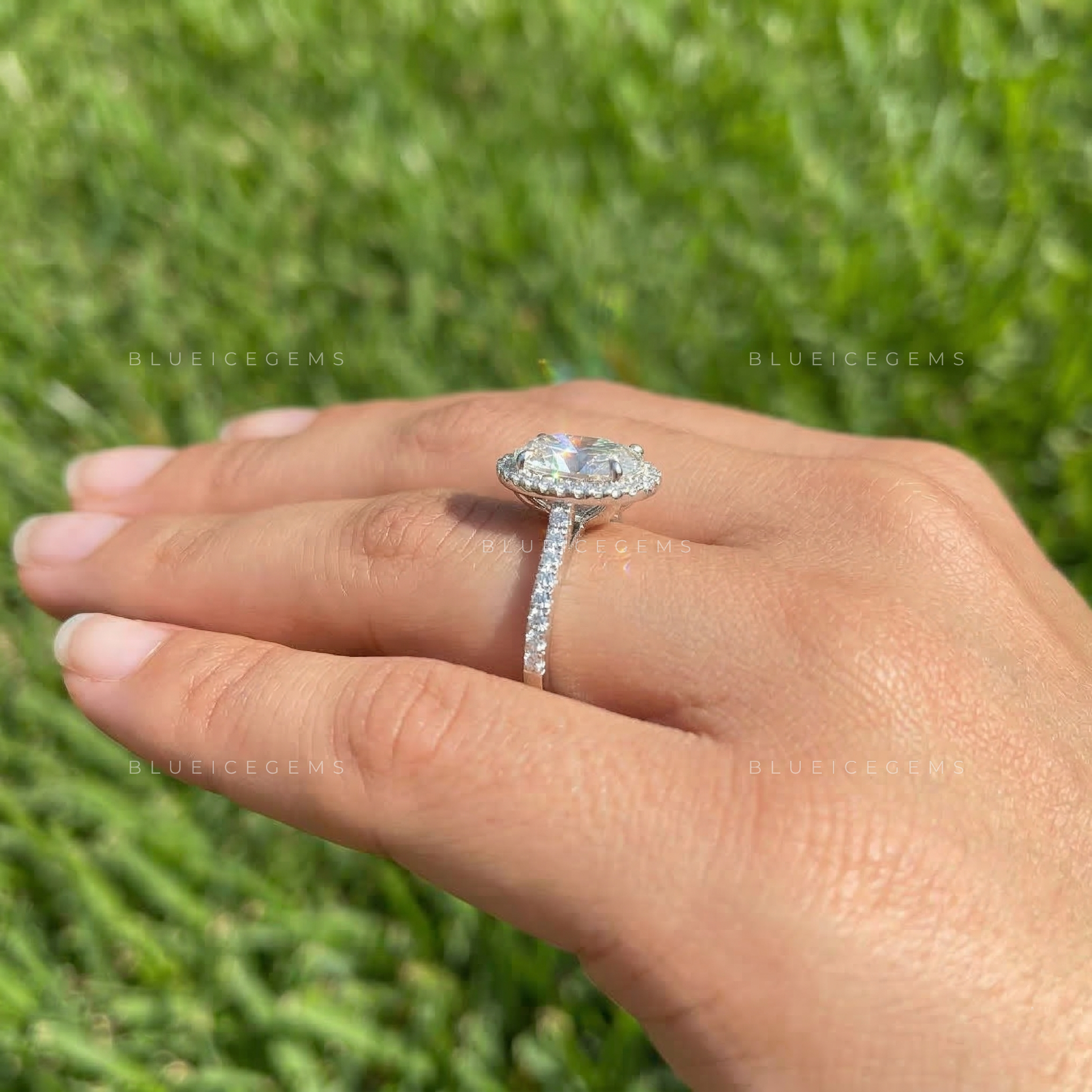 Ethereal Oval Cut Scalloped Halo Ring