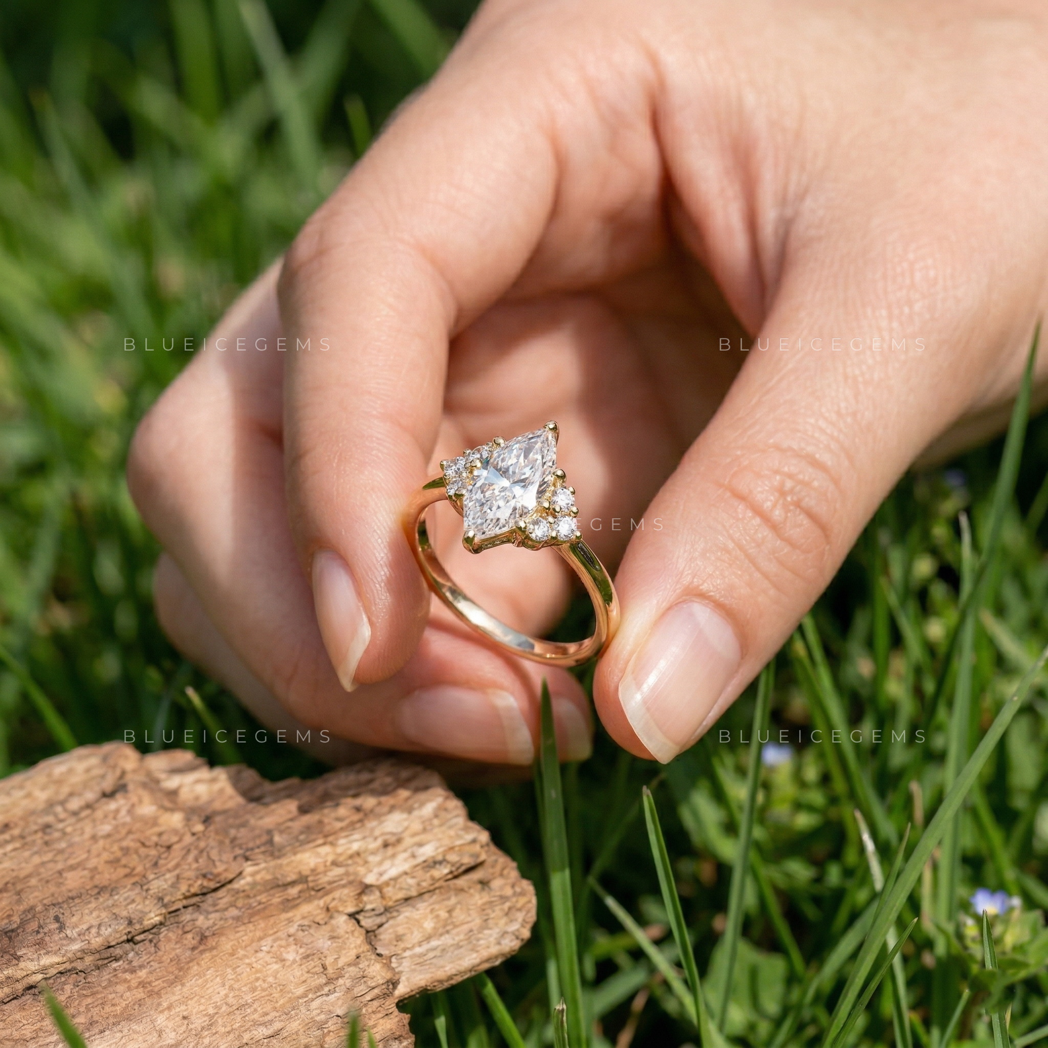 Antique Splendor Dutch Marquise Cut Accent Engagement Ring
