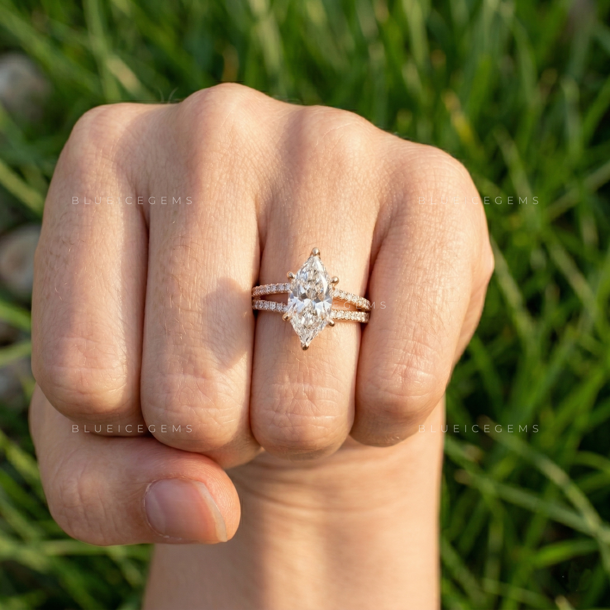 Antique Majesty Dutch Marquise Cut Pavé Engagement Ring