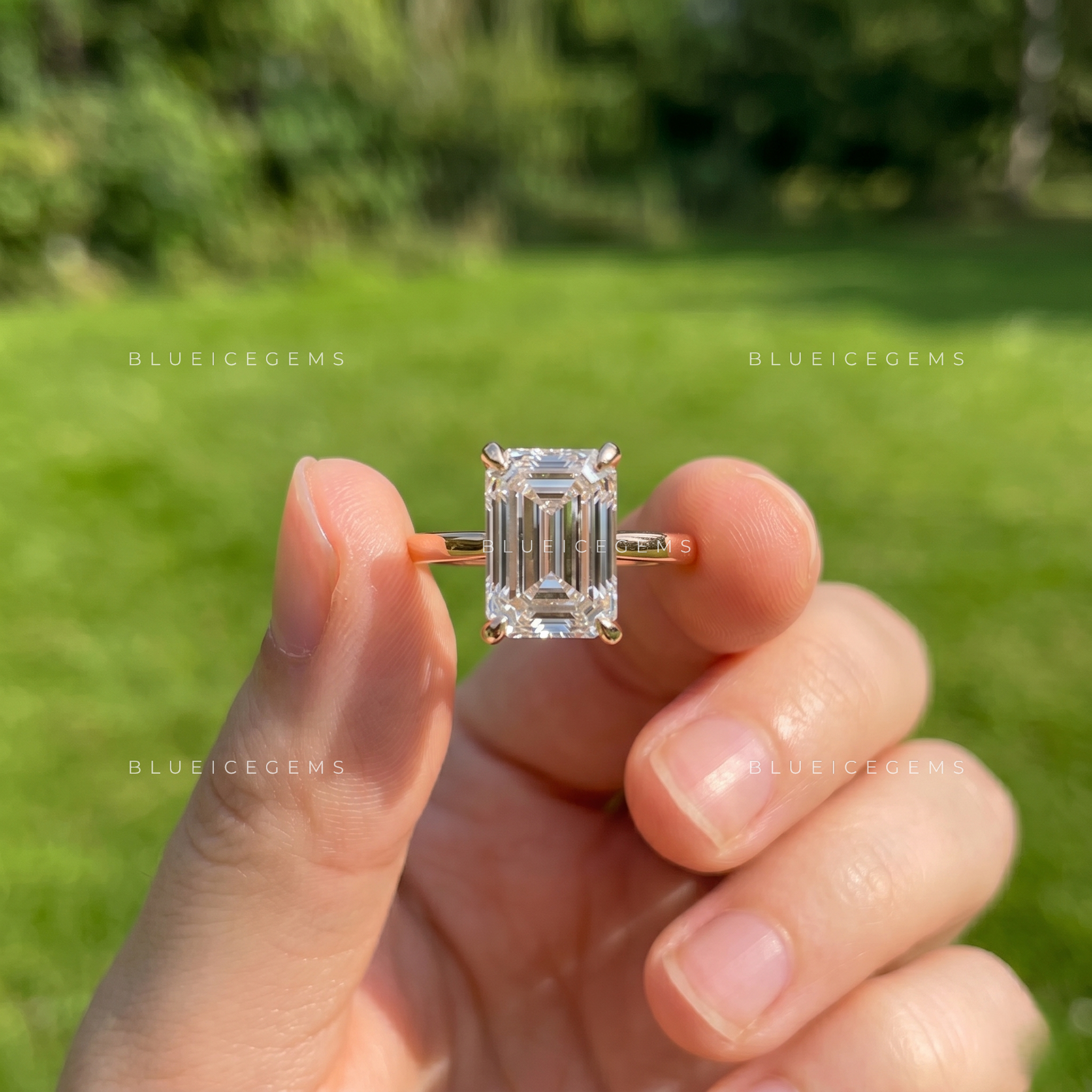 Majestic Clarity Emerald Cut Solitaire Engagement Ring