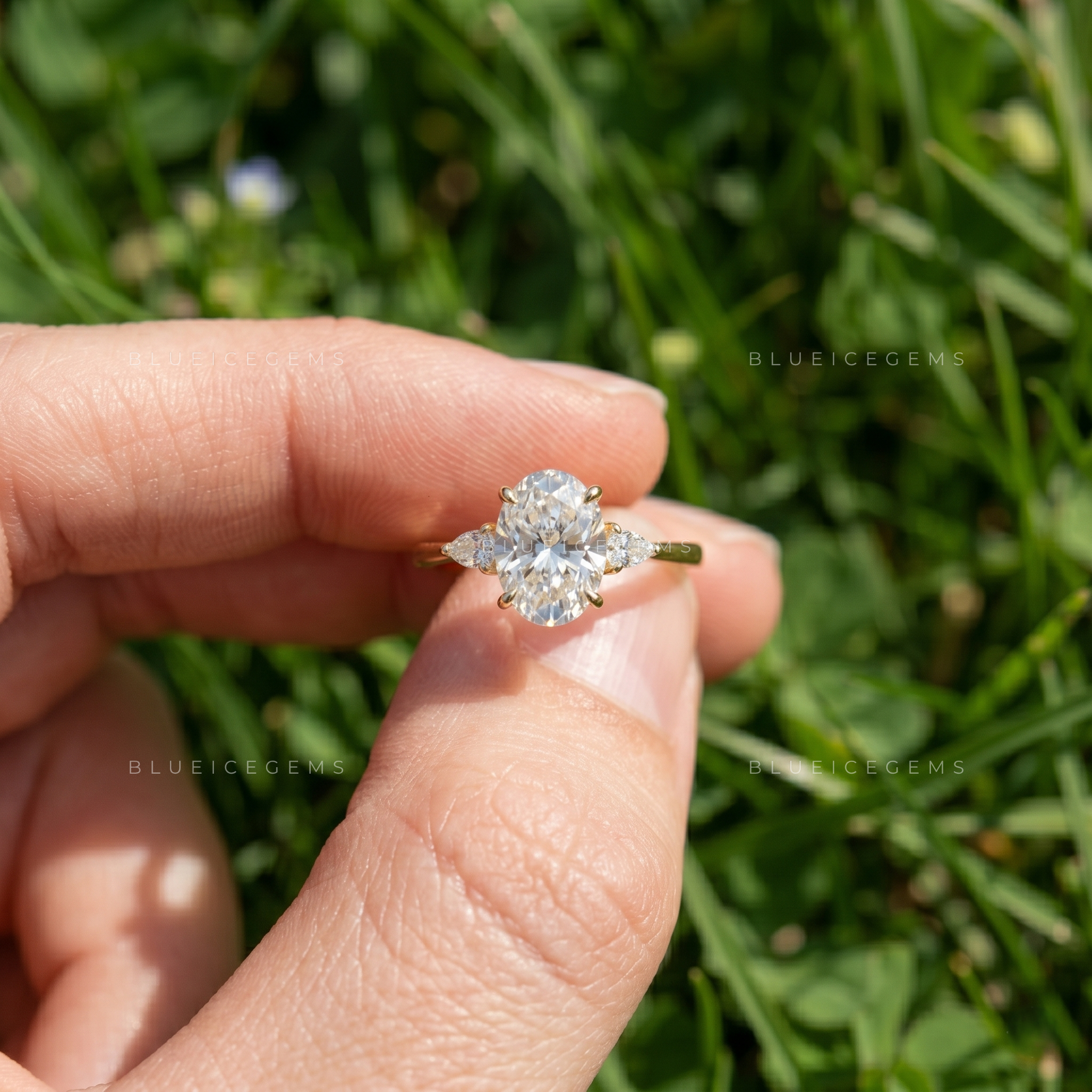 Enchanted Trilogy Oval and Pear Cut Minimalist Engagement Ring