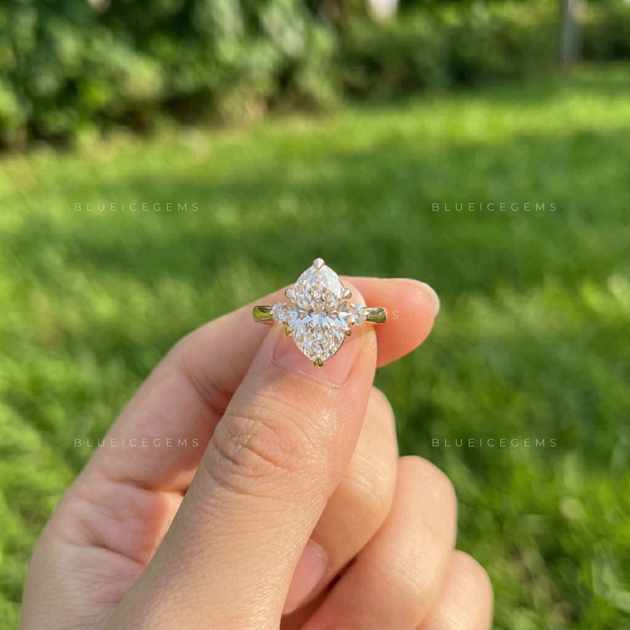 Radiant Harmony Oval Cut Accent Engagement Ring