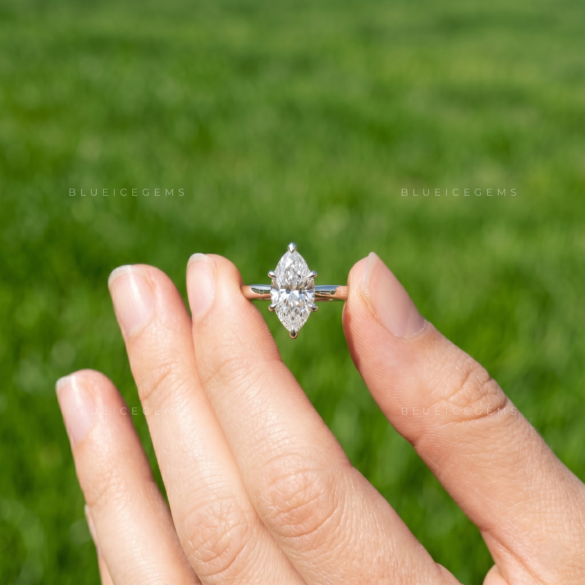 Marquise Cut Solitaire Engagement Ring with Exceptional Brilliance