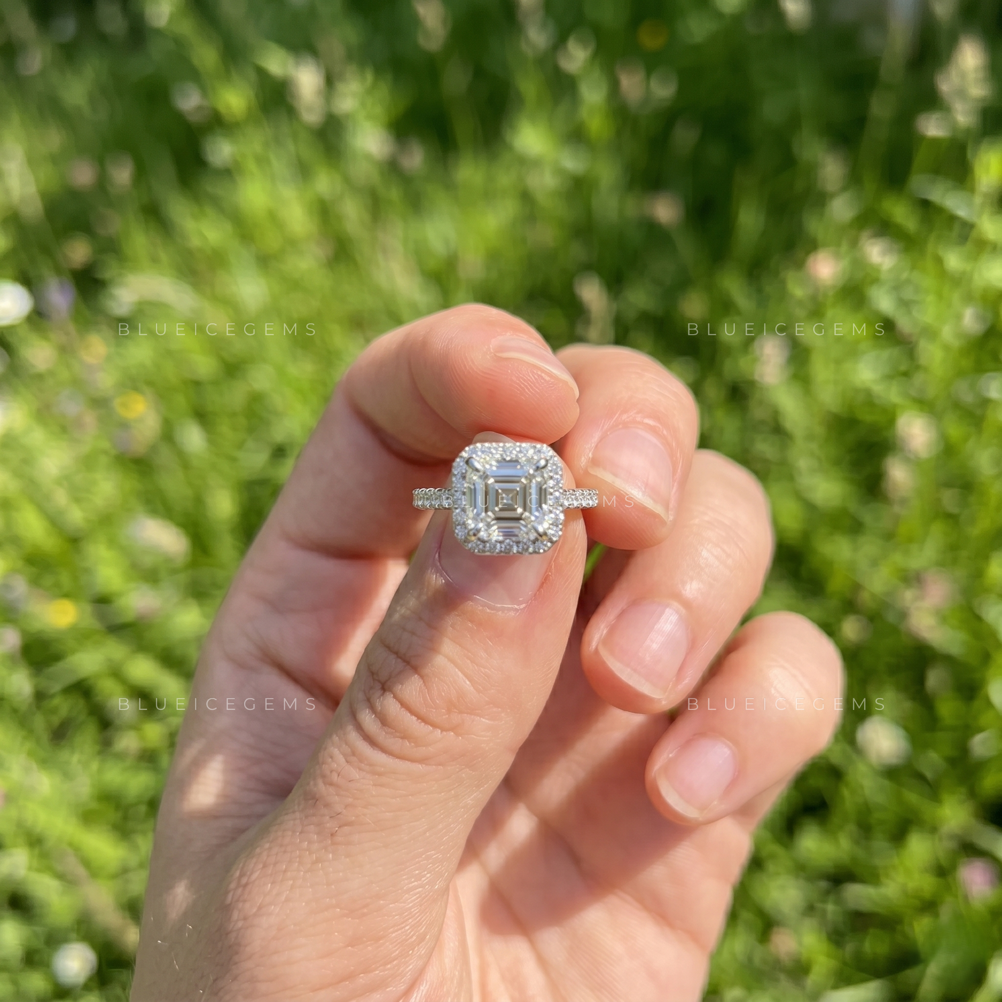 Vintage Radiance Asscher Cut Halo Engagement Ring