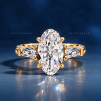 Moval Grace Three-Stone Tapered Baguette Engagement Ring