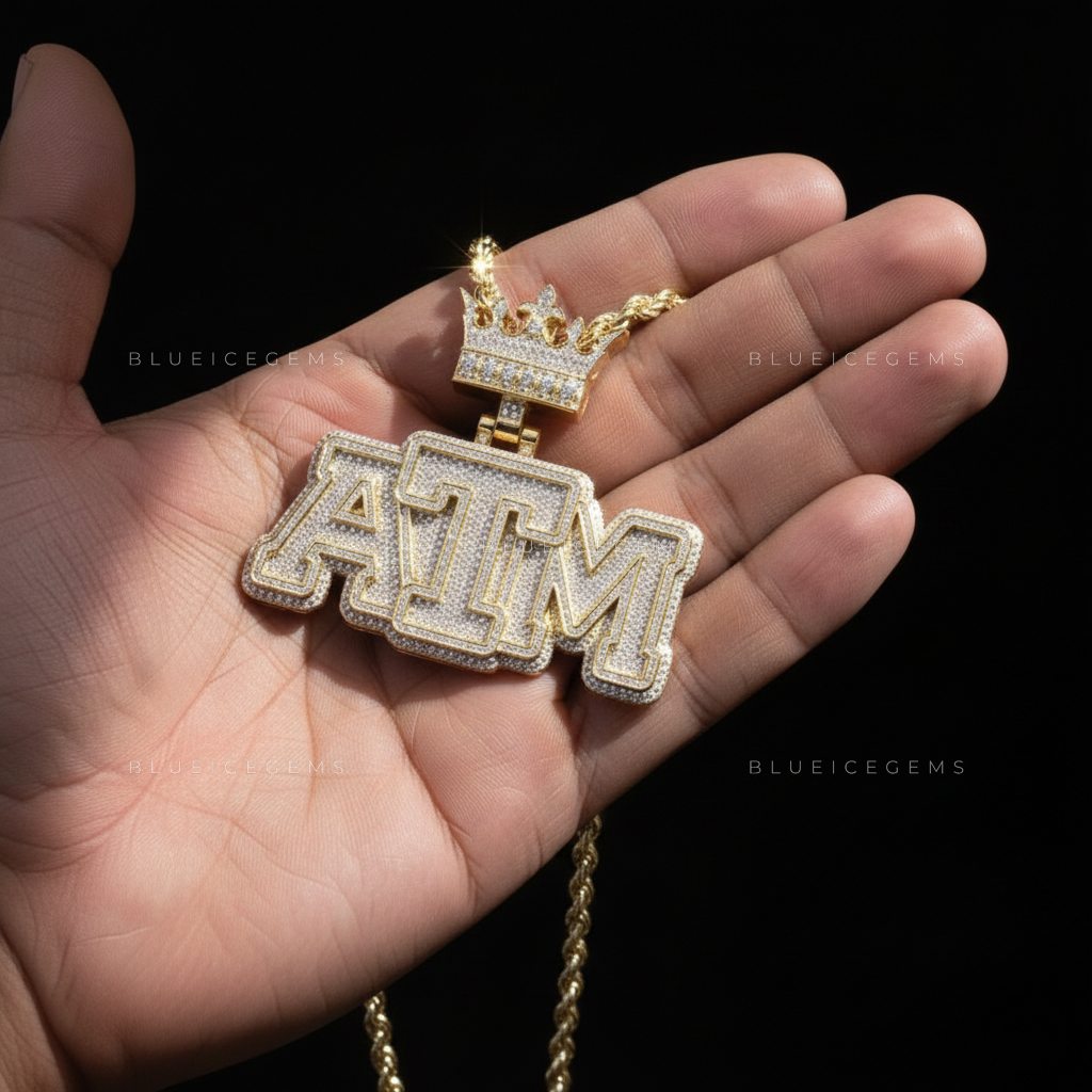 The "ATM" Sovereign: Crown-Topped Industrial Collegiate & Heavy-Gauge Gold Pendant