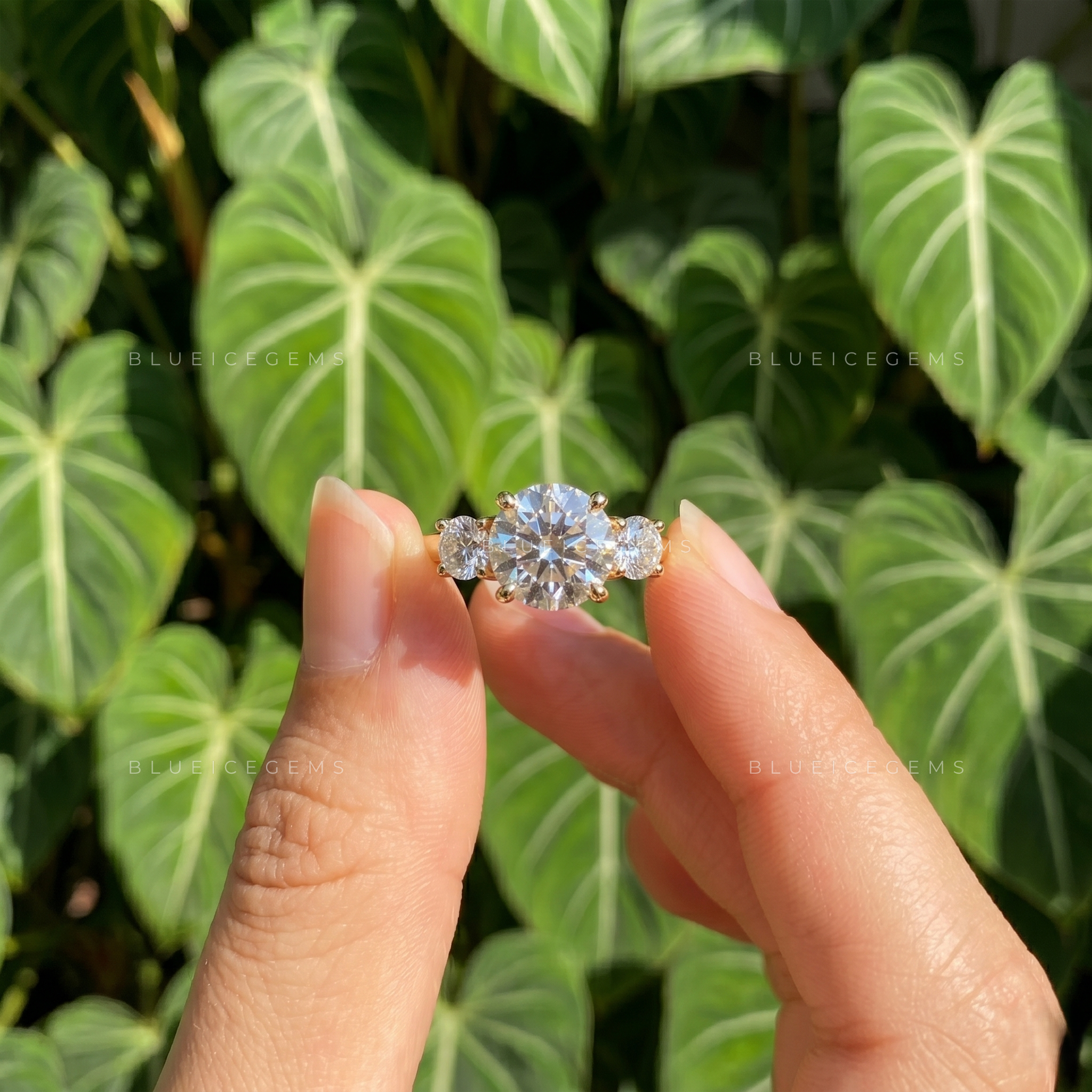 Eternal Harmony Round Cut Three Stone Trilogy Engagement Ring