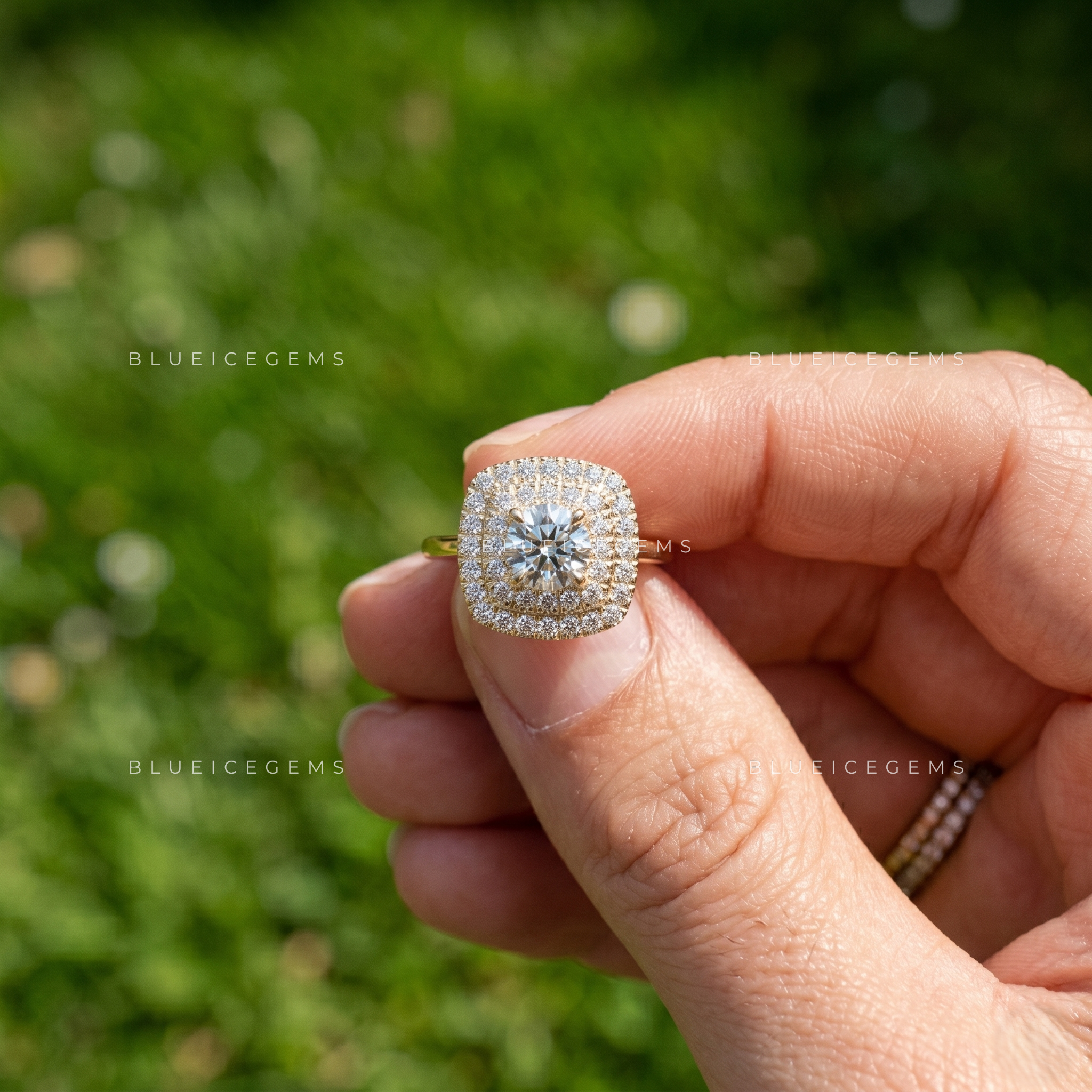 Enchanted Sparkle Round Cut Side Stone Engagement Ring
