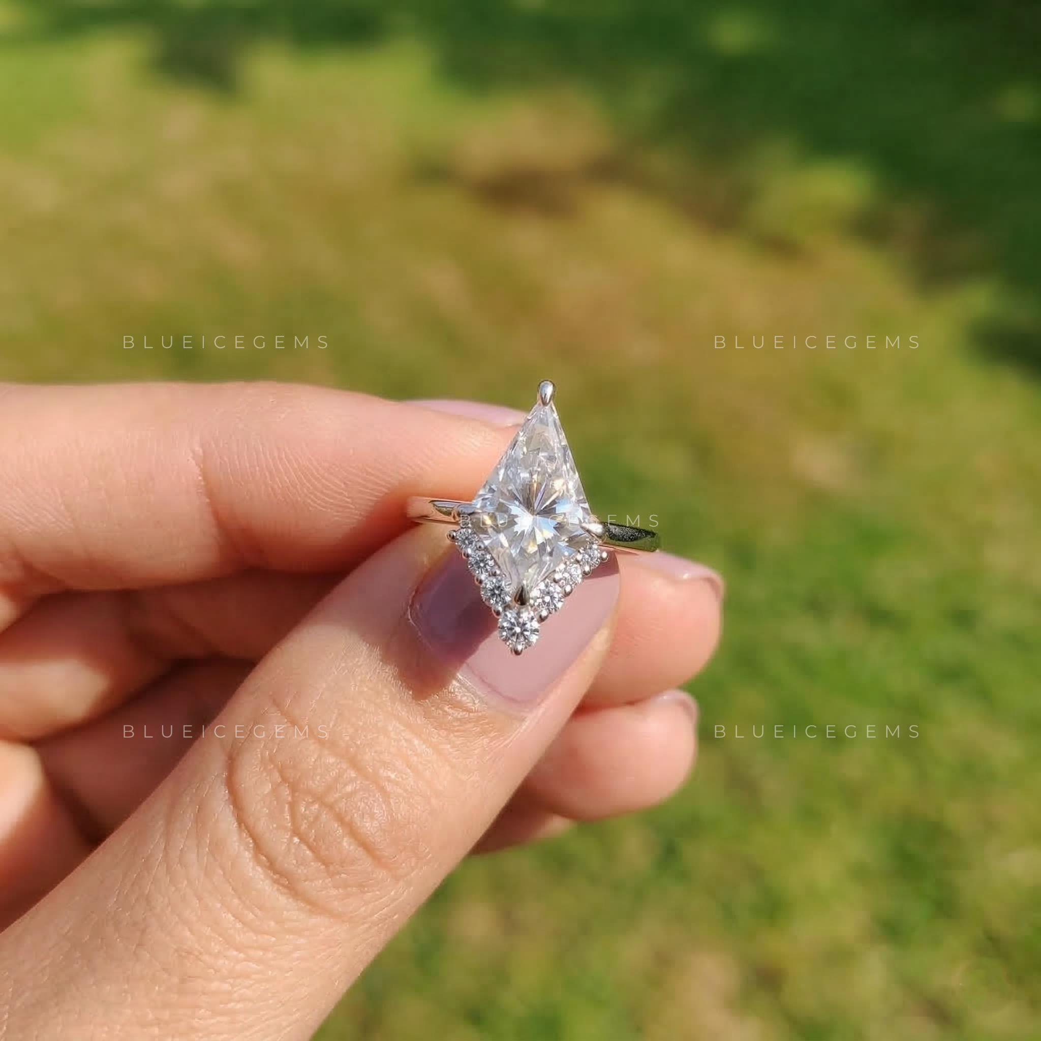 Geometric Zenith Kite Cut Moissanite Ring
