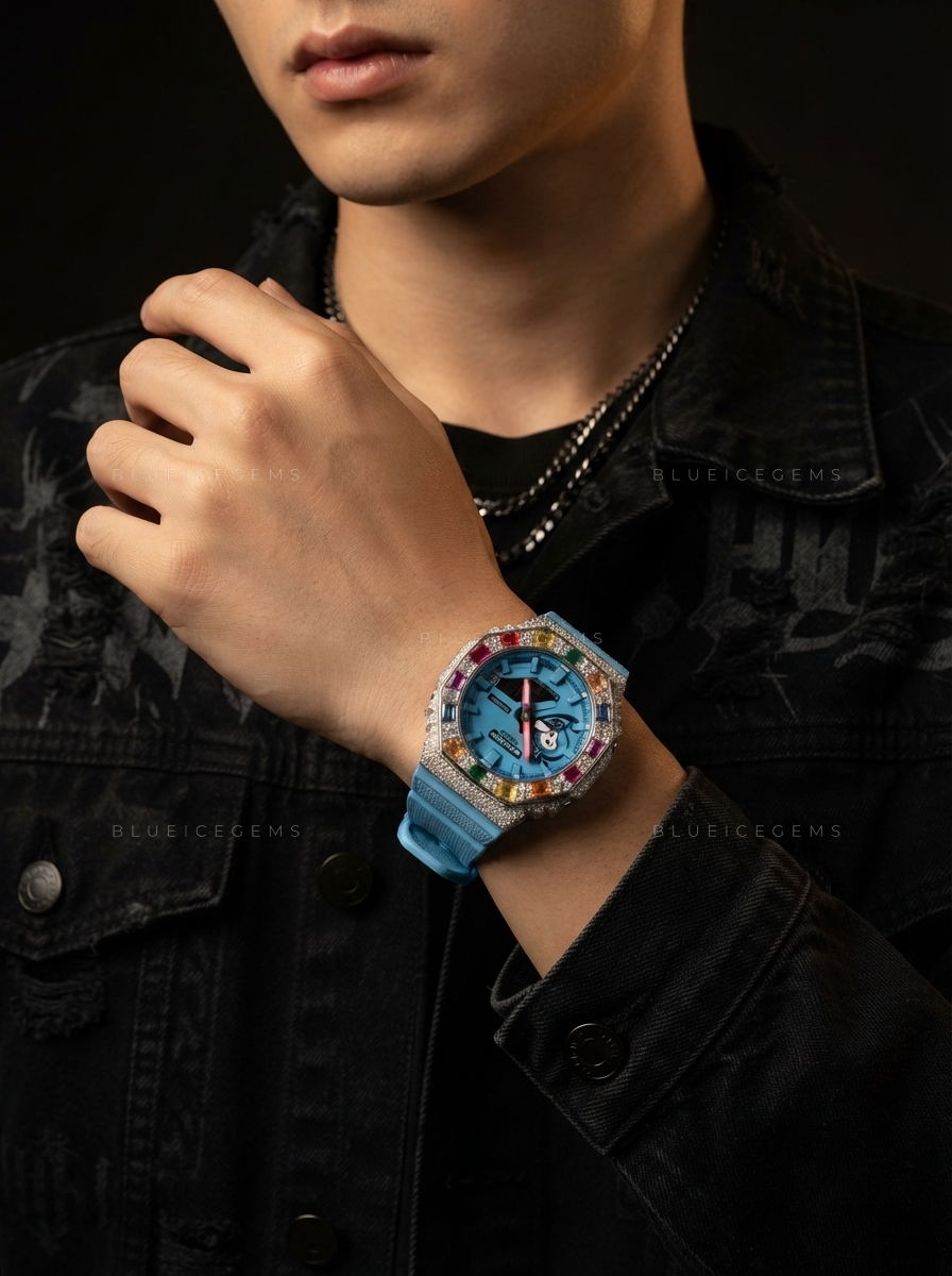 Spectrum Ice Royale Watch – 8.455 CT Multicolor Moissanite