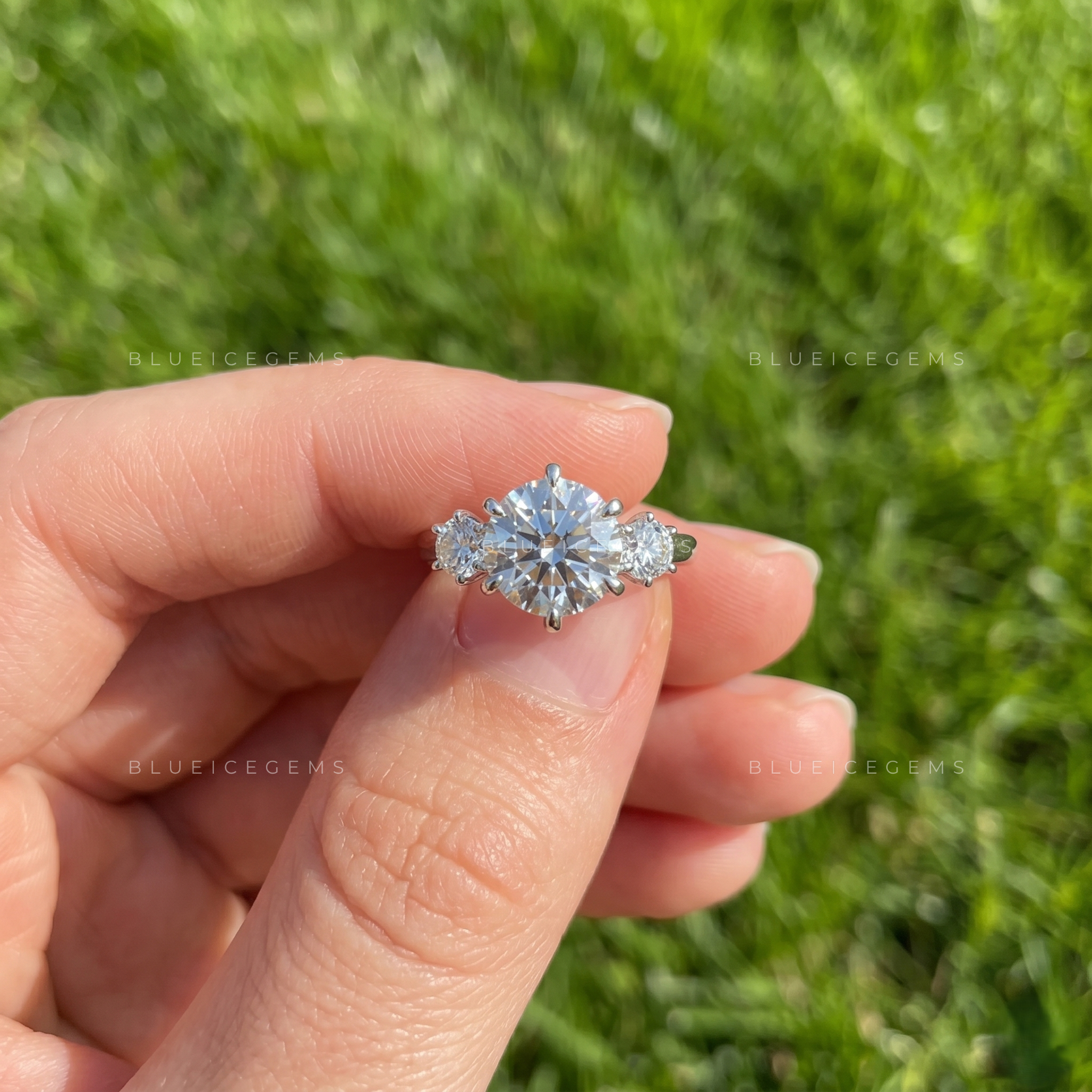 Classic Splendor Round Cut Three Stone Engagement Ring