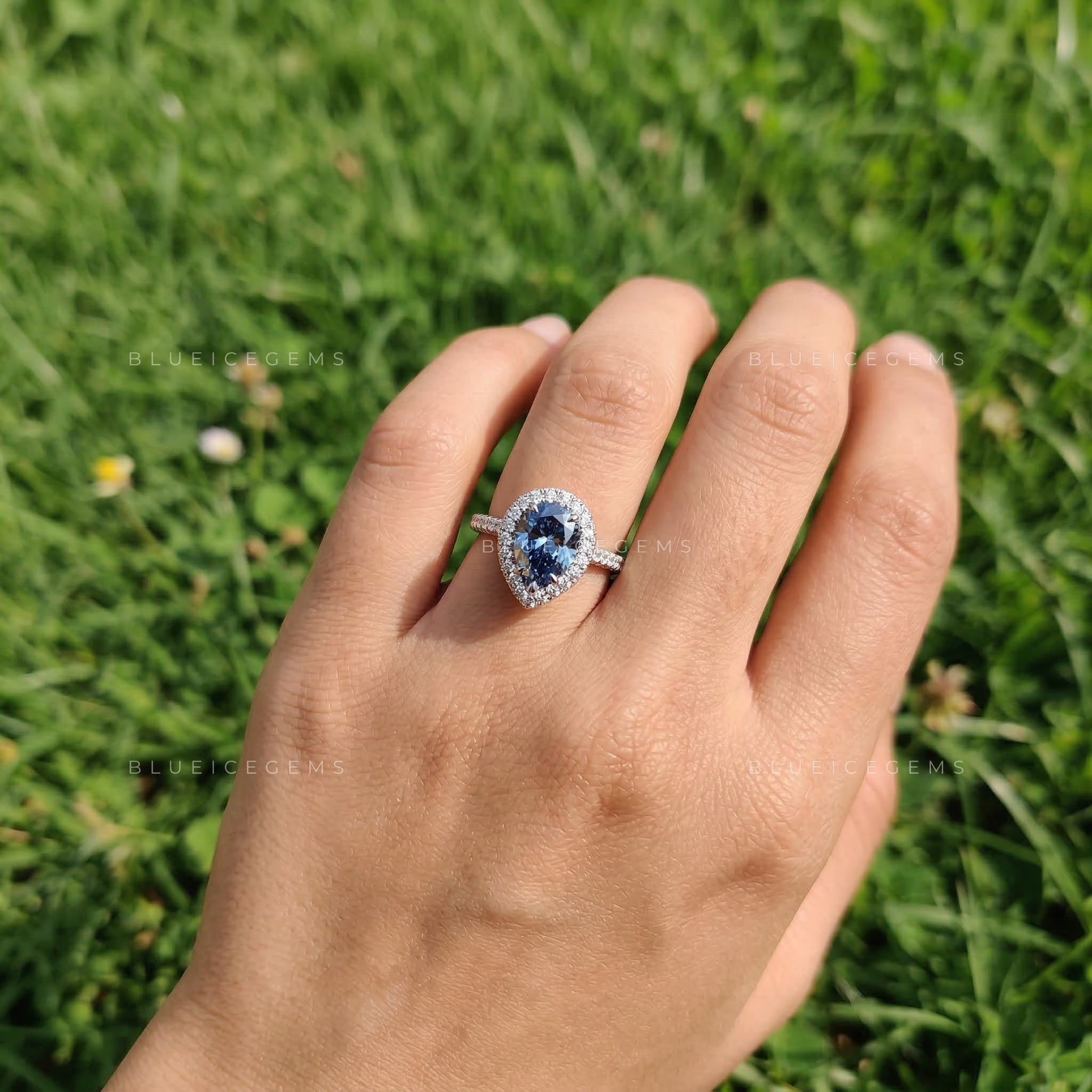 Regal Indigo Pear Cut Statement Ring