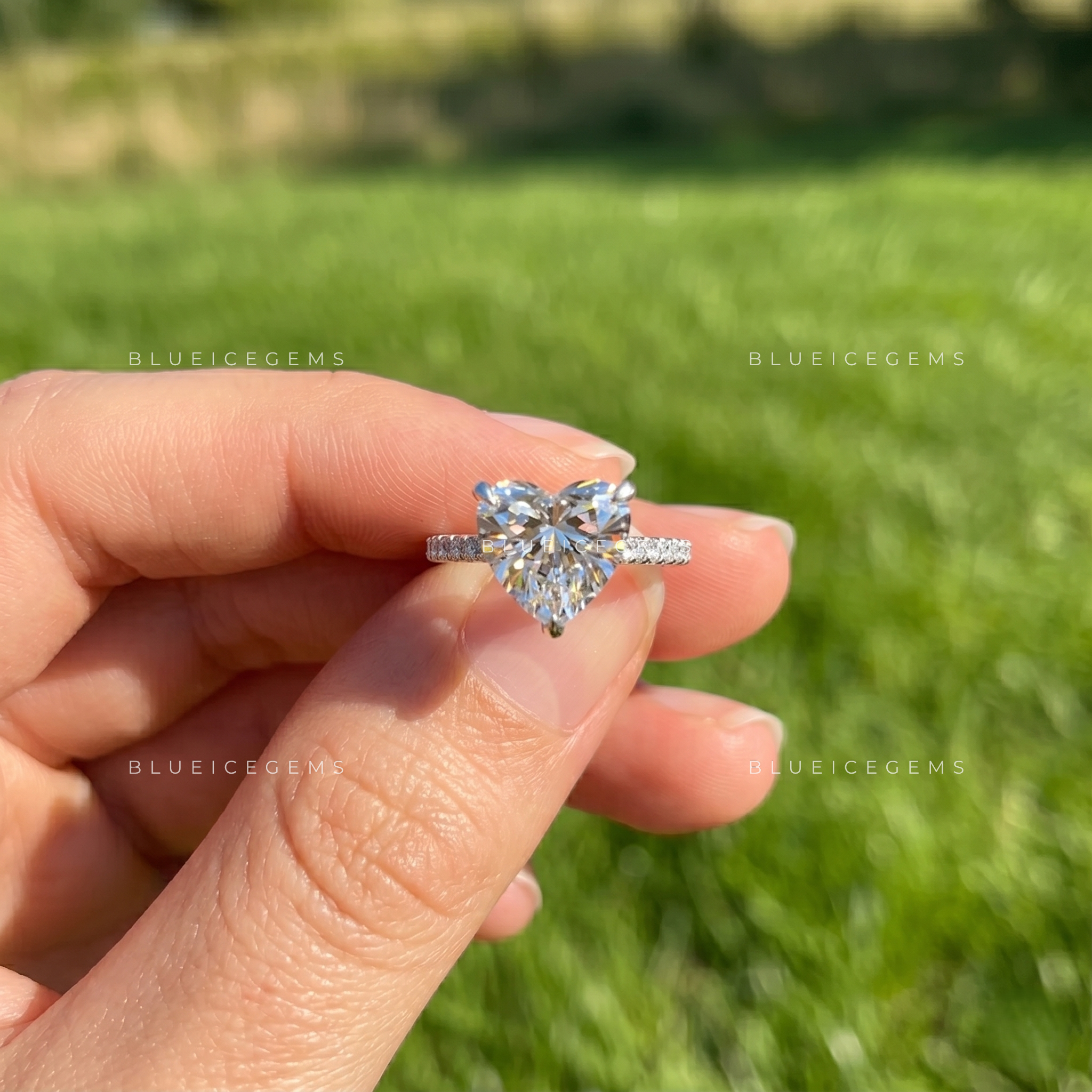 Celestial Heart Brilliant Cut Pavé Diamond Engagement Ring