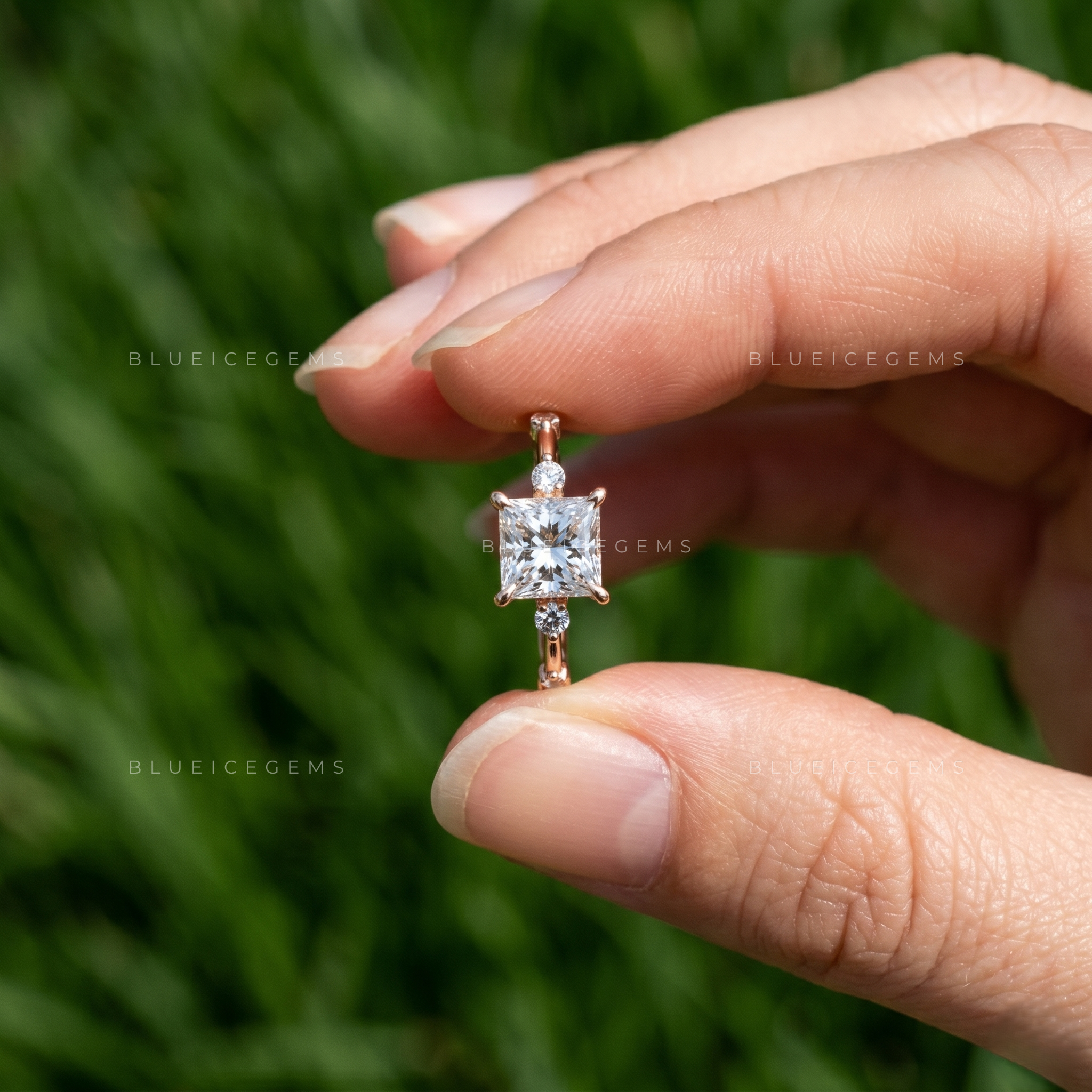 Sovereign Majesty Princess Cut Pavé Set Accent Proposal Ring