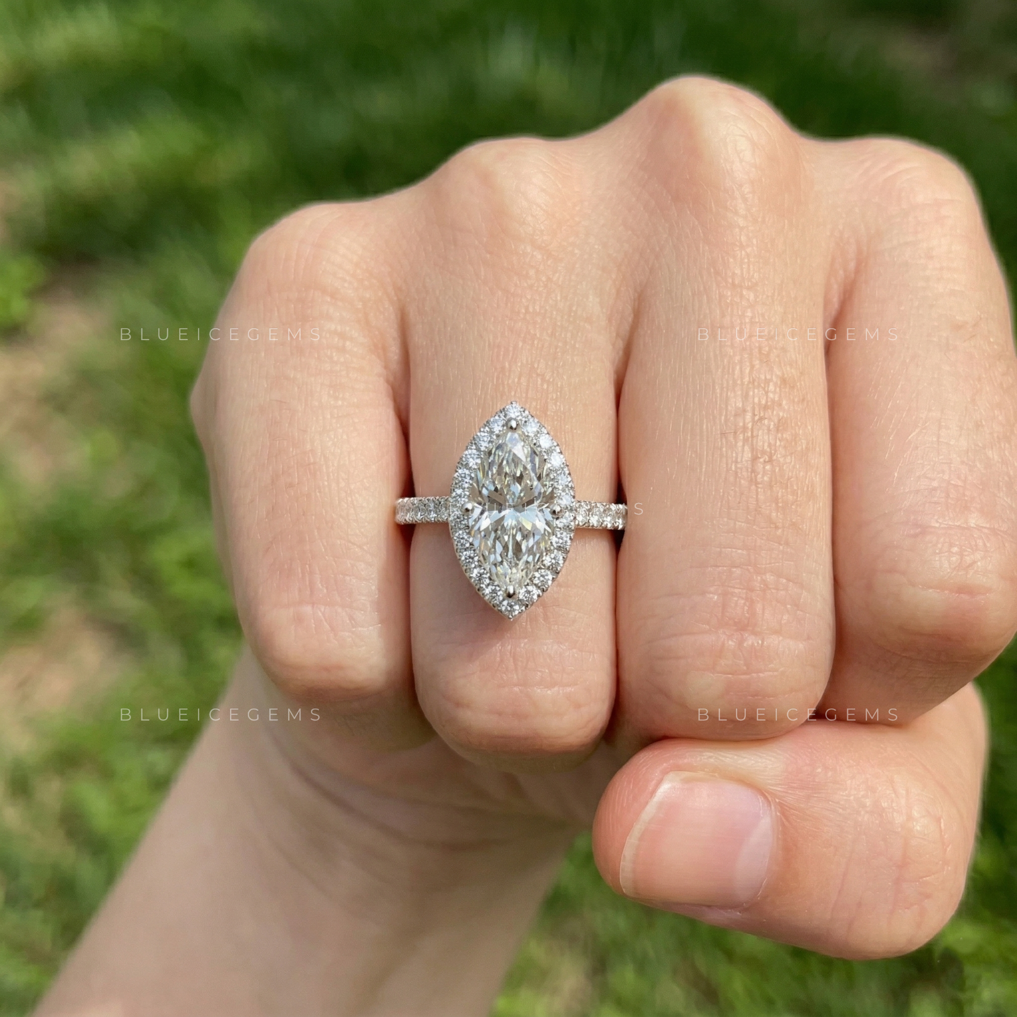 Regal Silhouette Marquise Cut Pavé Engagement Ring