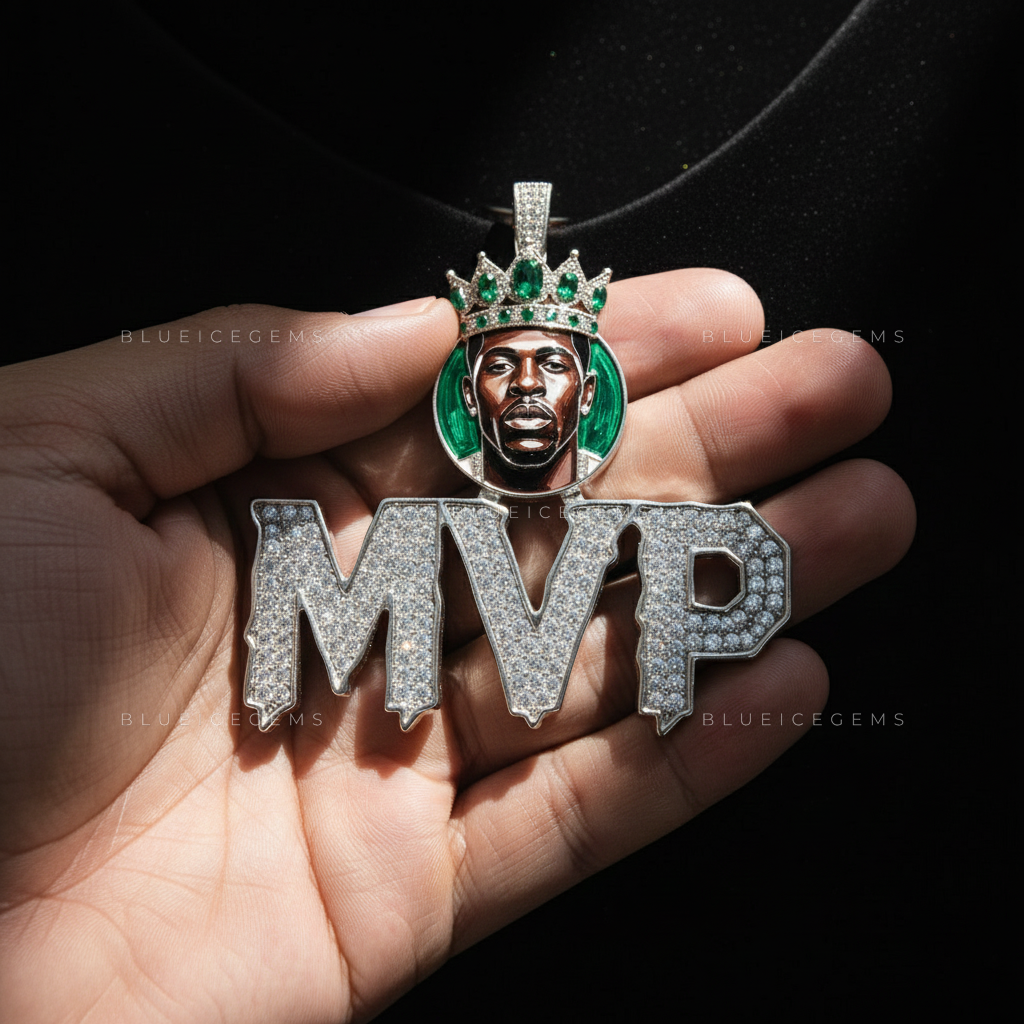 The "MVP" Sovereign: Emerald-Crowned Portrait & Diamond Dripping Monogram