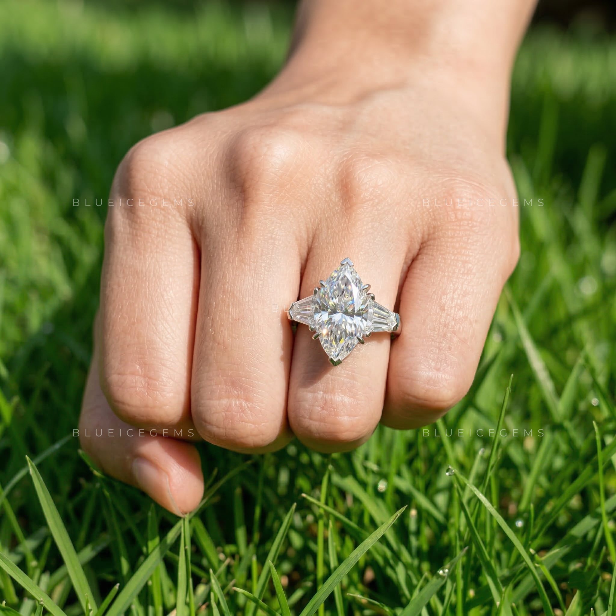 Regal Majesty Marquise and Bullet Cut Trilogy Ring