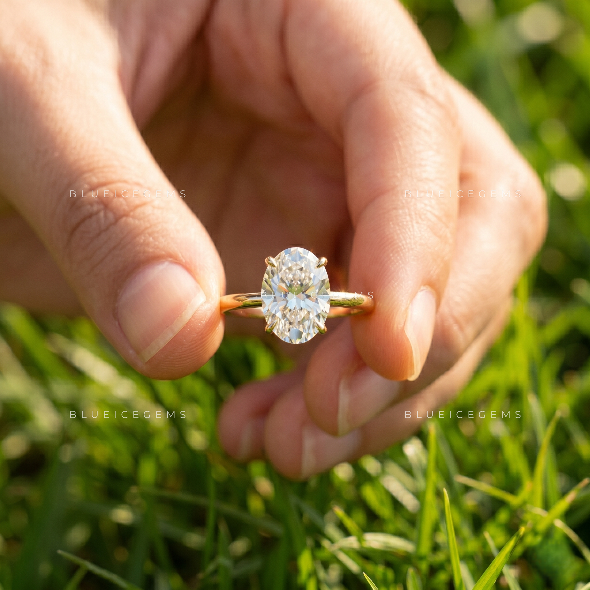 Floravelle Oval Cut Floral Solitaire Engagement Ring