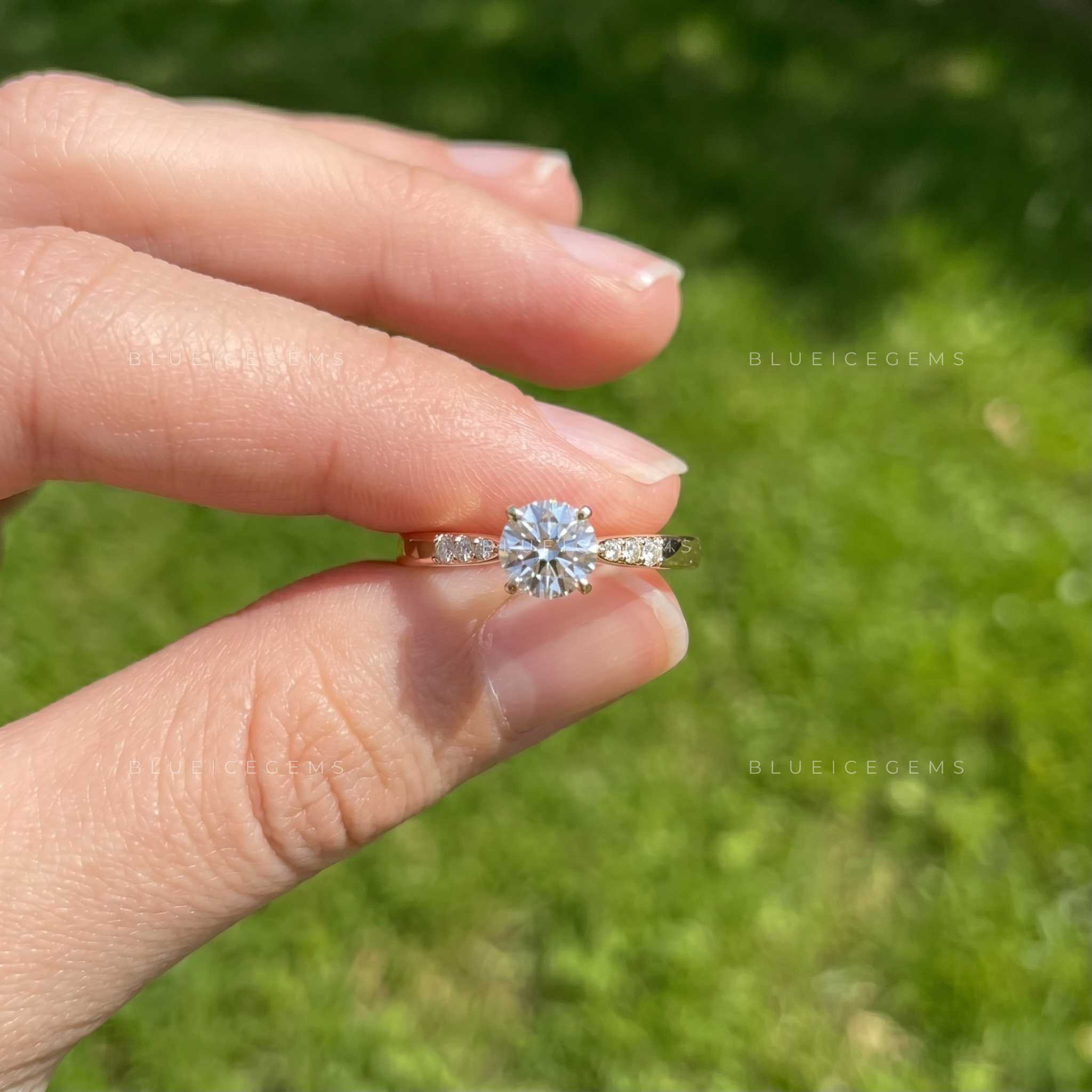 Pure Essence Round Brilliant Cut Dainty Solitaire Engagement Ring