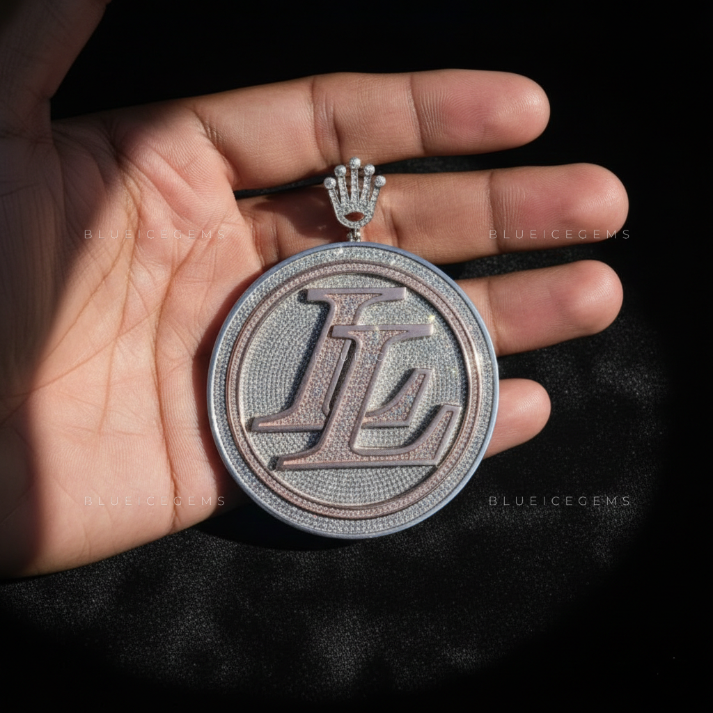 The "LL" Medallion: Crown-Topped Circular Monogram & Rose Gold Halo Sovereign