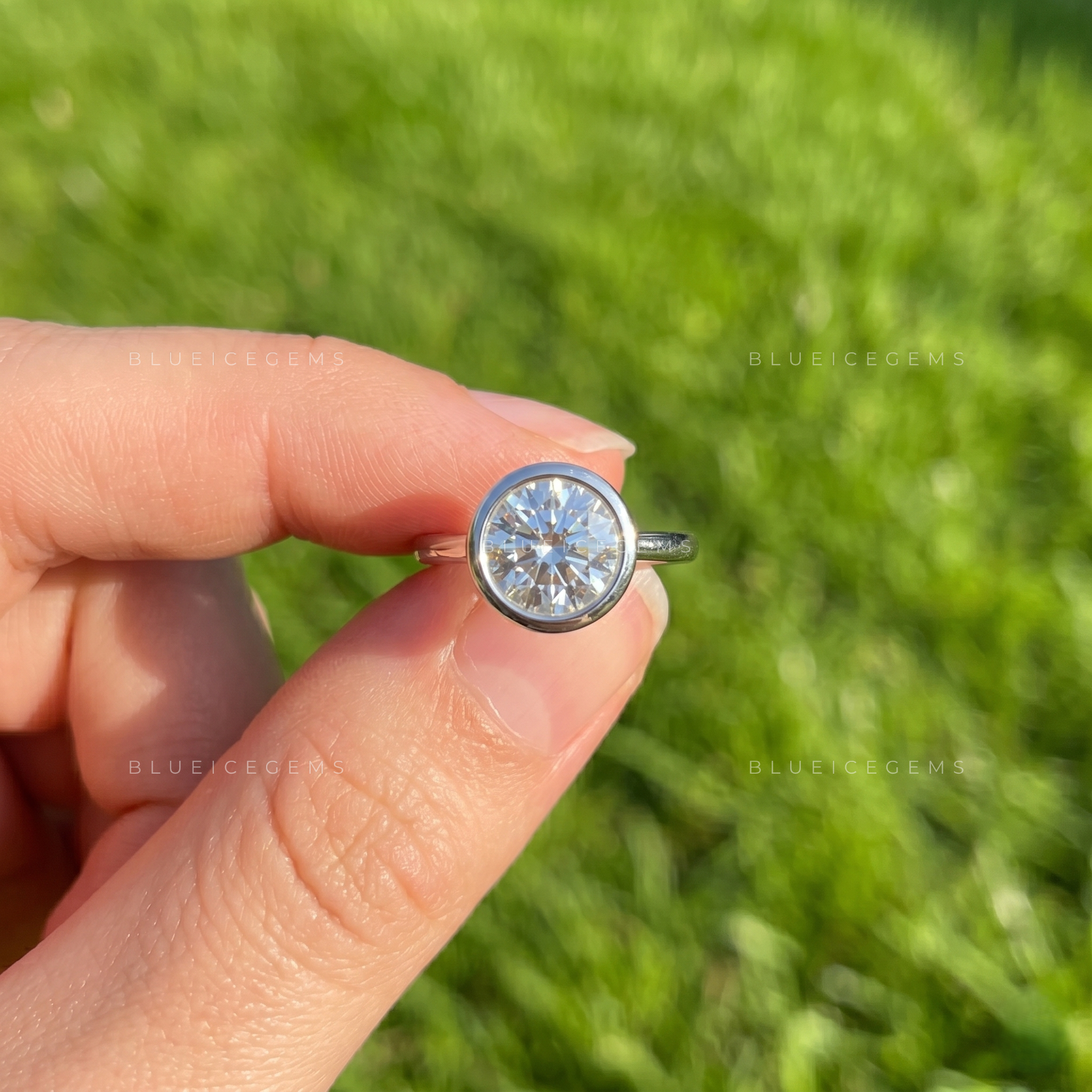 Timeless Sparkle Round Brilliant Cut Bezel Setting Engagement Ring Minimalist Solitaire Anniversary Band