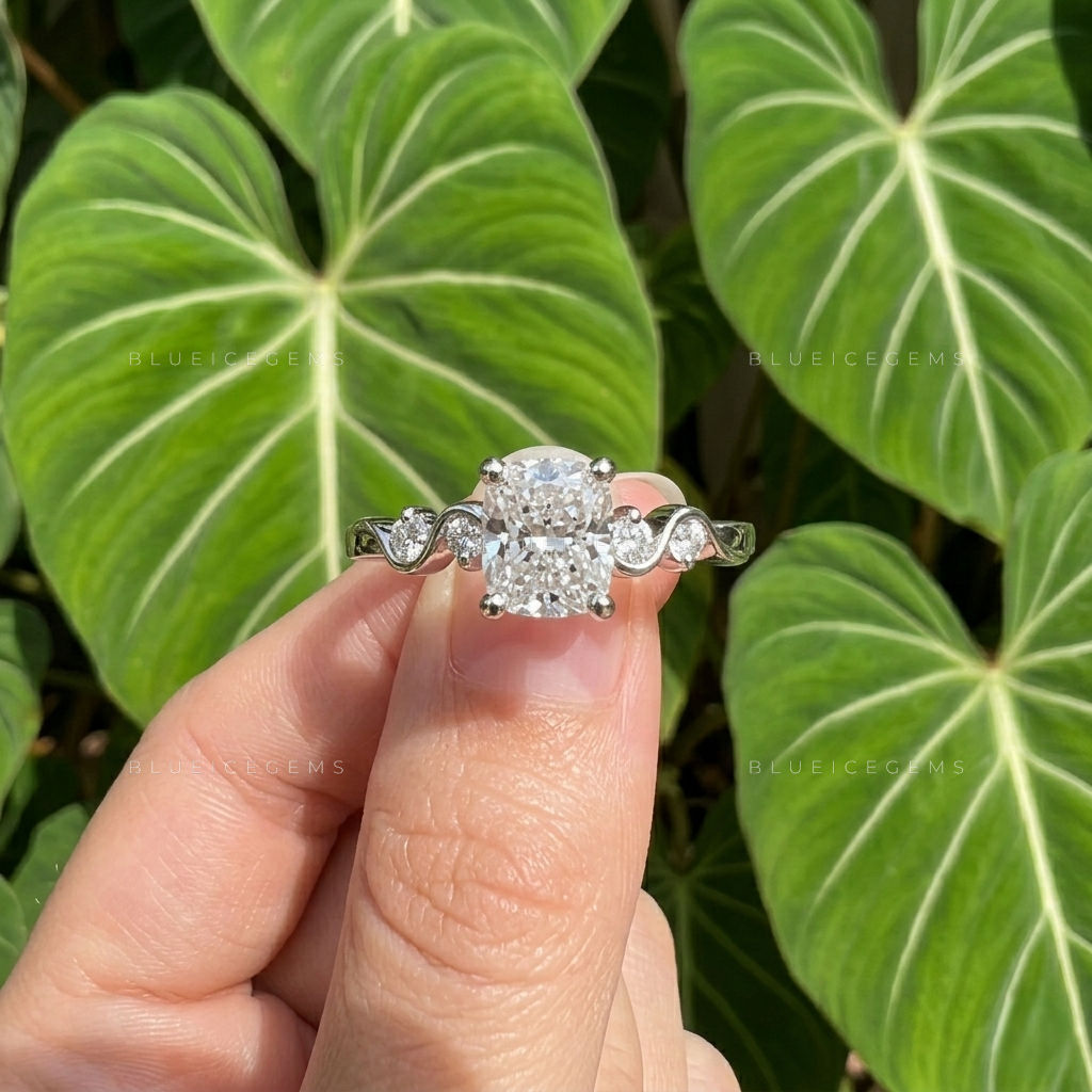 Exquisite Harmony Cushion Cut Five Stone Engagement Ring