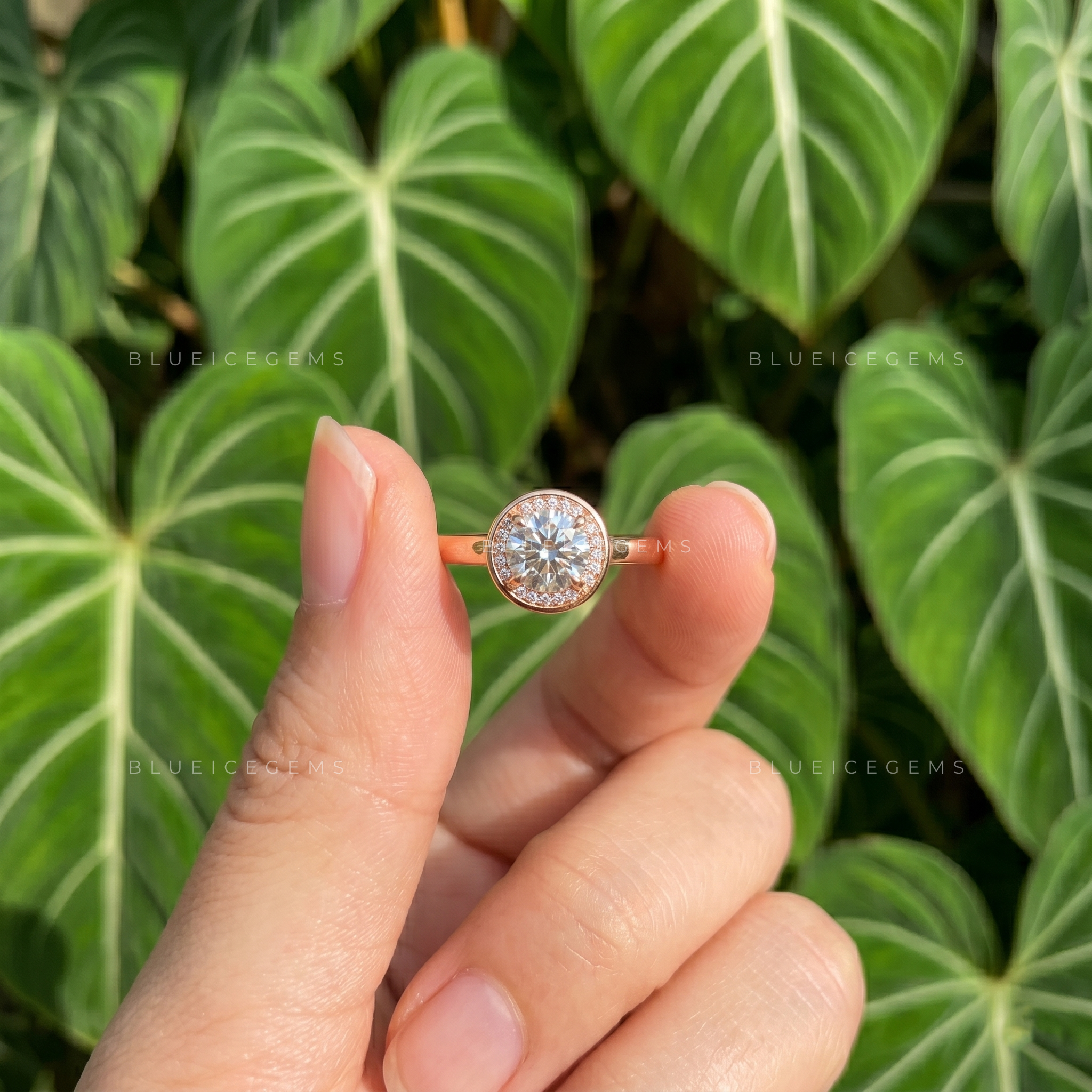 Vintage Radiance Round Cut Bezel Halo Engagement Ring