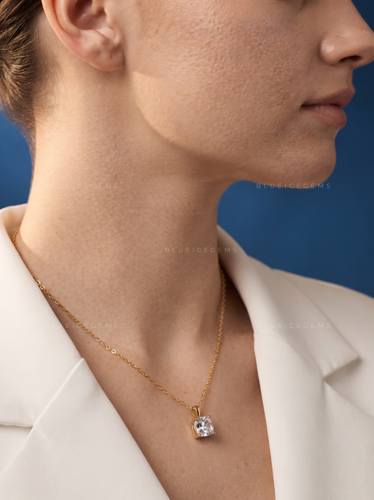Cushion Cut Solitaire Diamond Pendant
