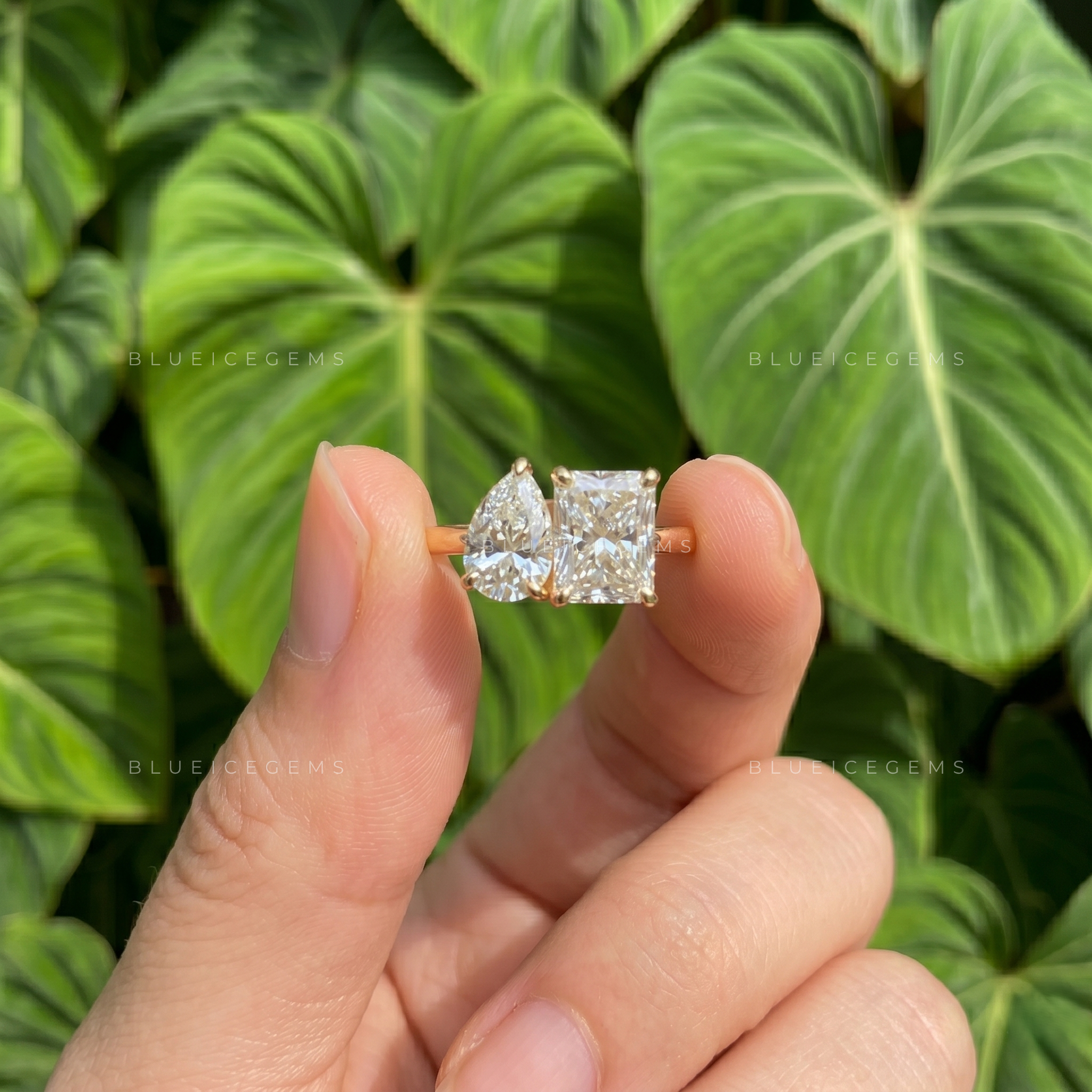 Eternal Romance Radiant and Pear Cut Toi Et Moi Engagement Ring