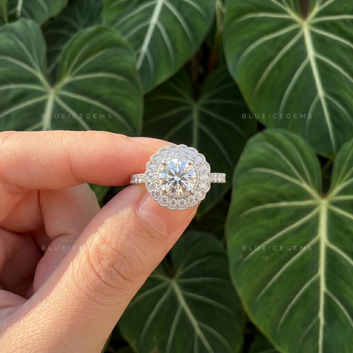 Infinite Splendor Round Brilliant Cut Halo Cathedral Engagement Ring