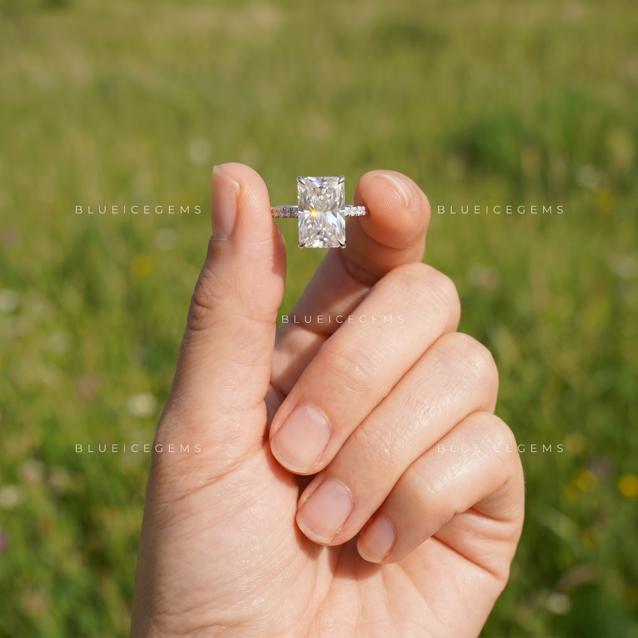 Opulent Grace Radiant Cut Hidden Halo Engagement Ring