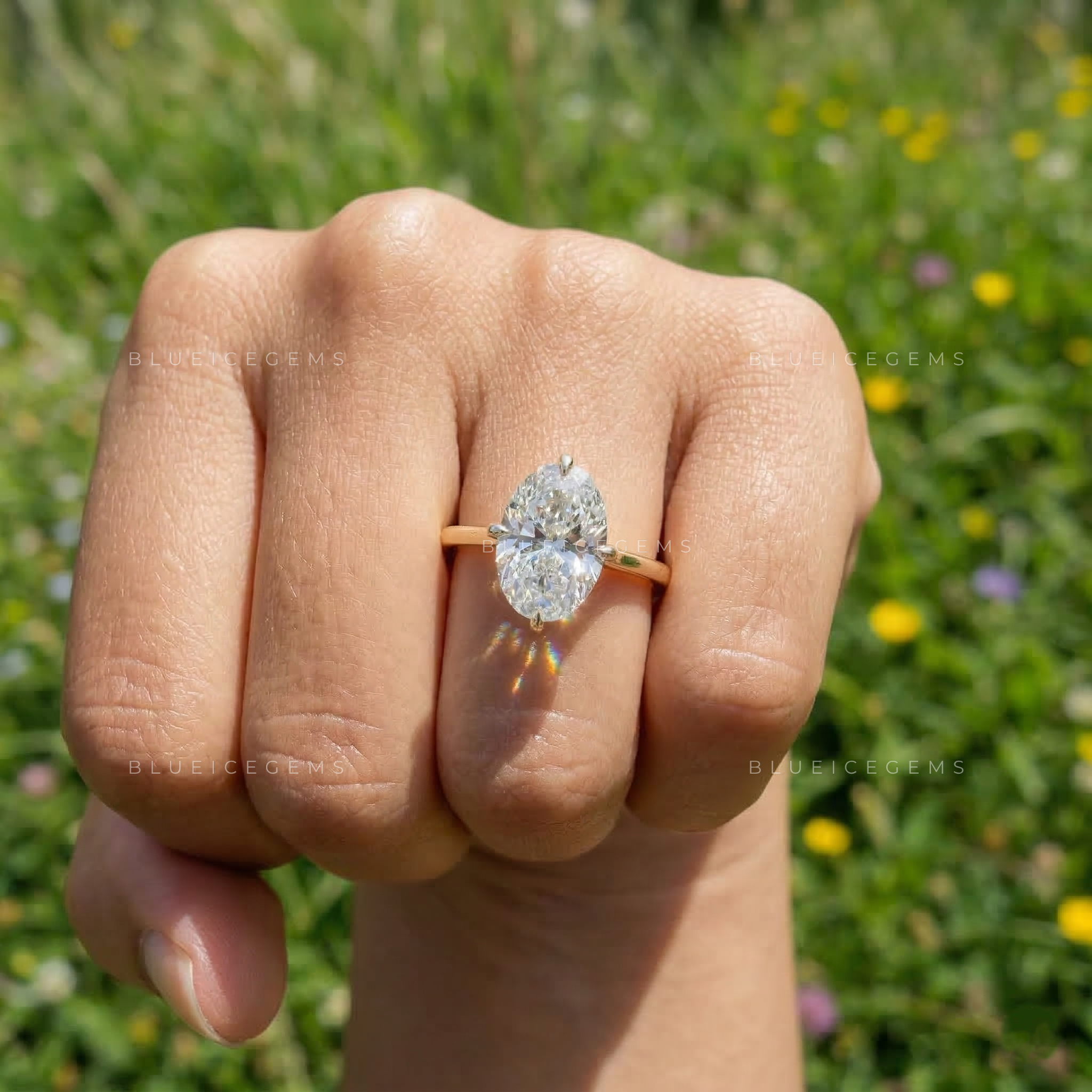Hidden Halo Oval Cut Solitaire Engagement Ring