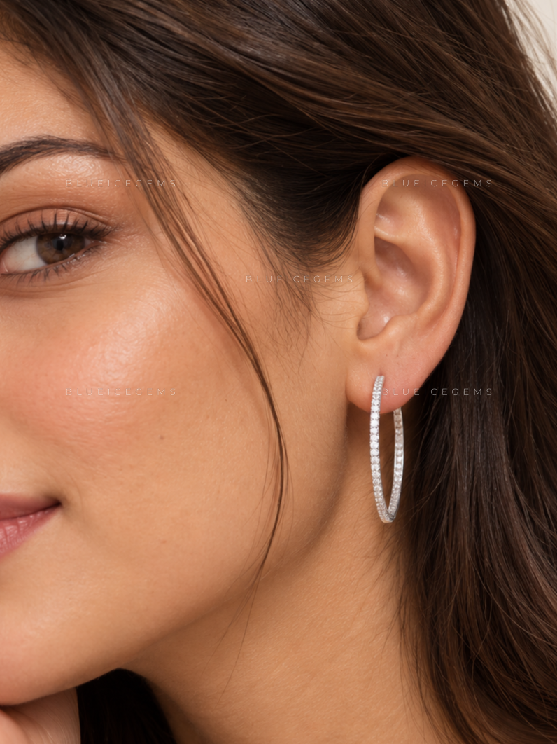 Micro Pavé Diamond Hoop Earrings