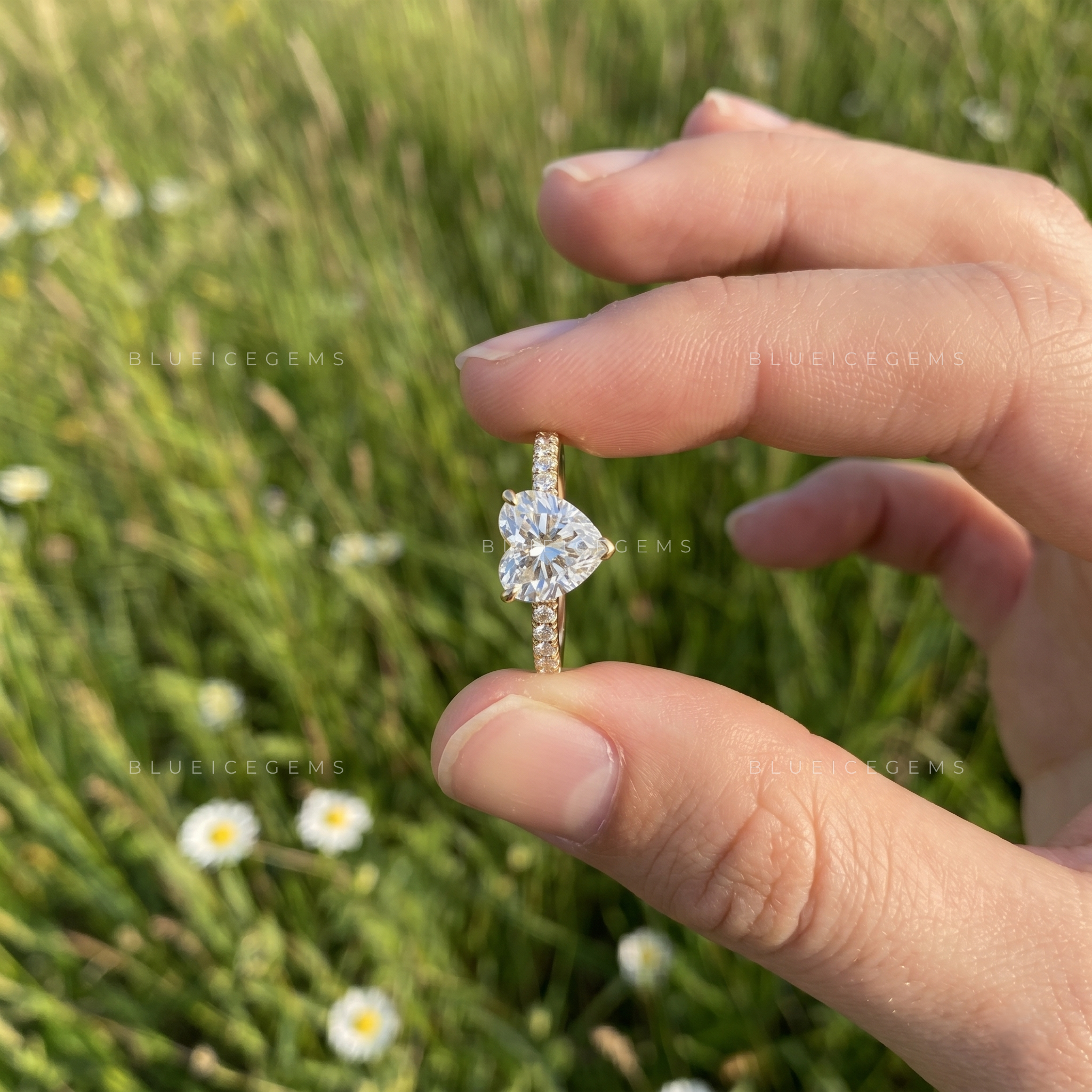 Devotion Elixir Heart Cut Pave Set Accent Engagement Ring