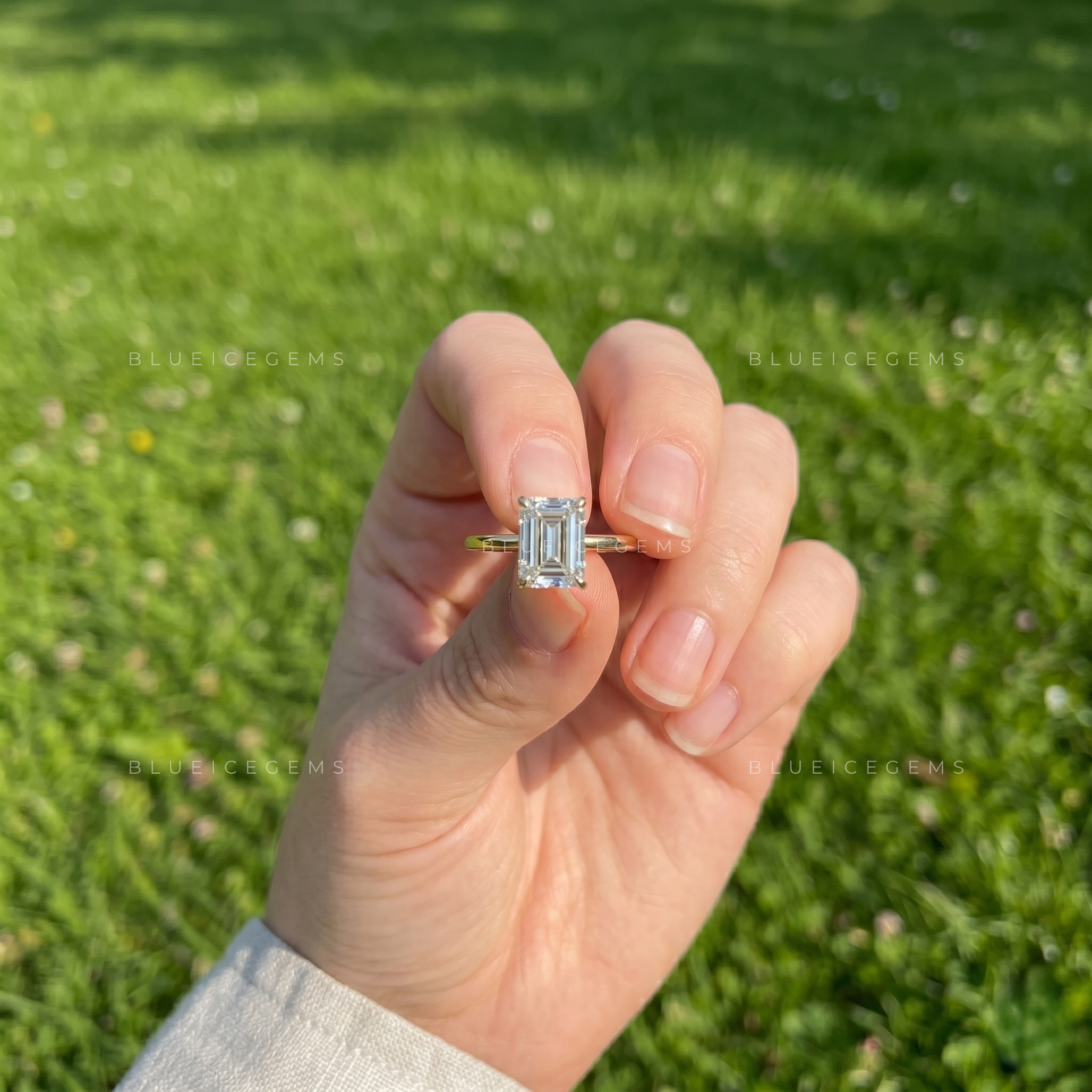 Regal Brilliance Emerald Cut Solitaire Engagement Ring