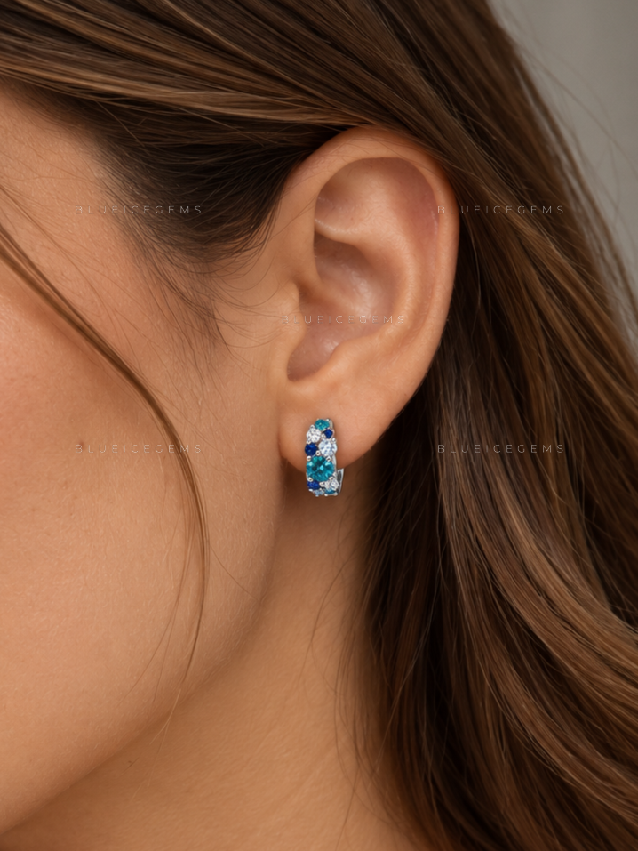Hydrangea Bouquet Gemstone Hoop Earrings