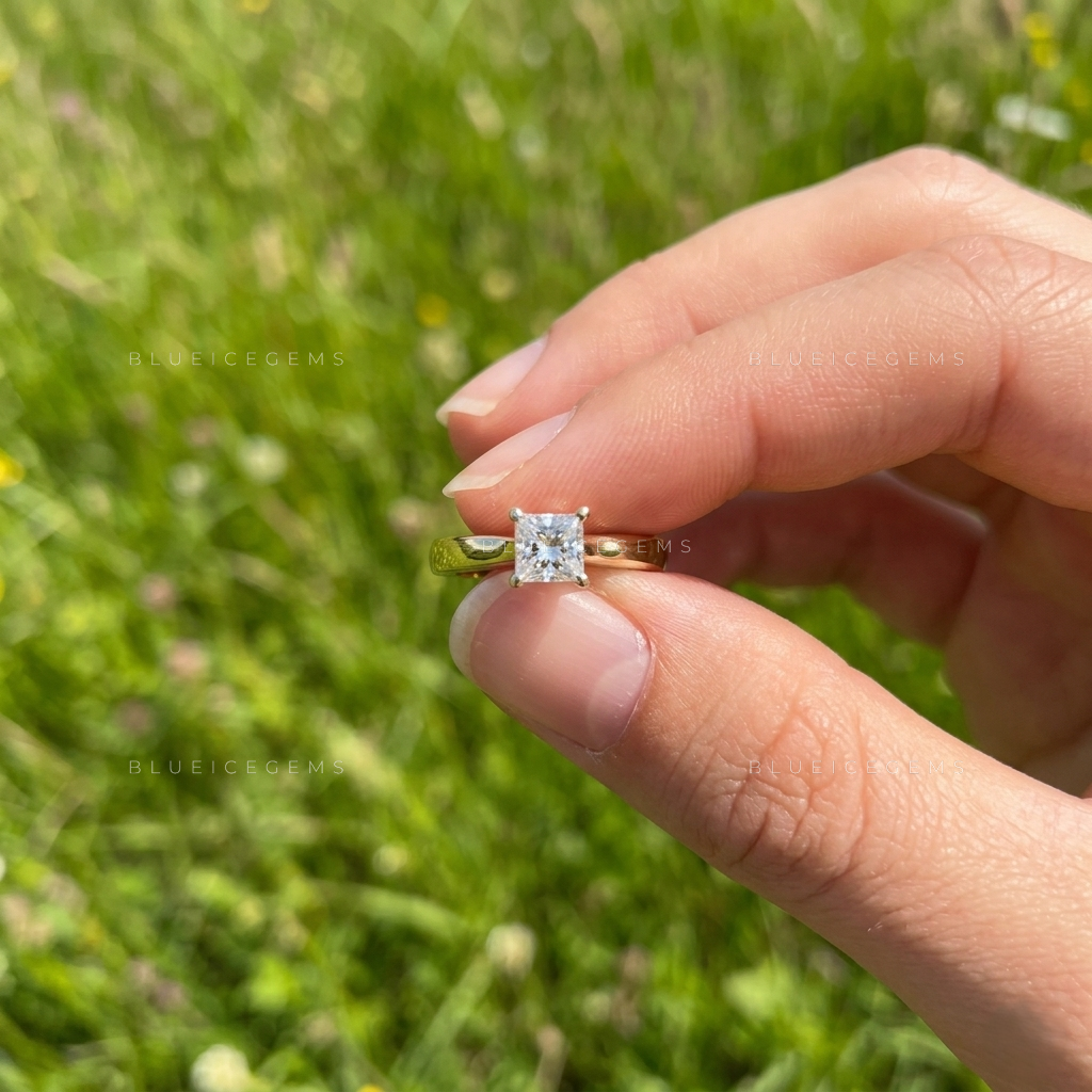 Elegant Allure Princess Cut Tapered Shank Engagement Ring