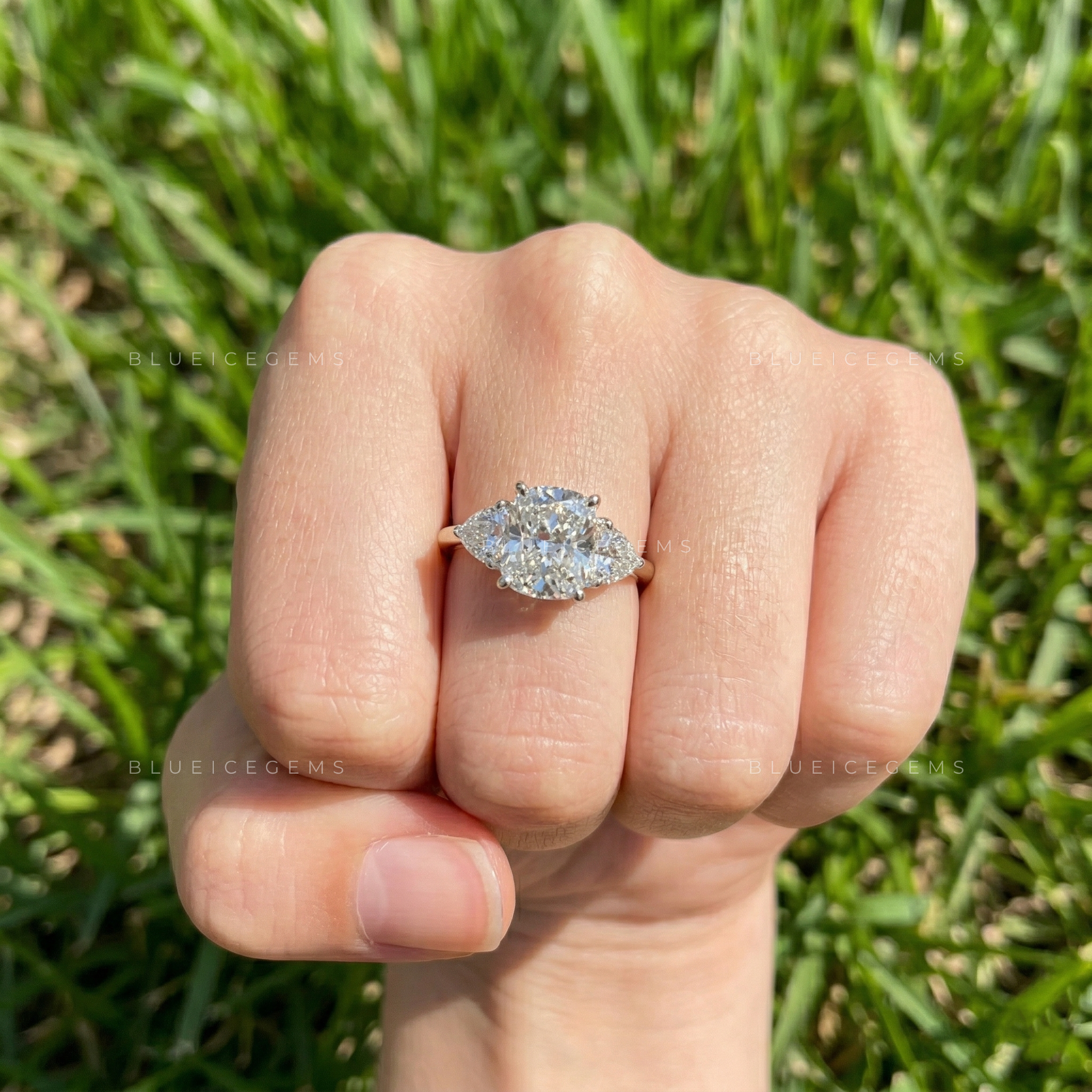 THE ETERNAL TRIO: Cushion Cut Three-Stone Statement Engagement Ring