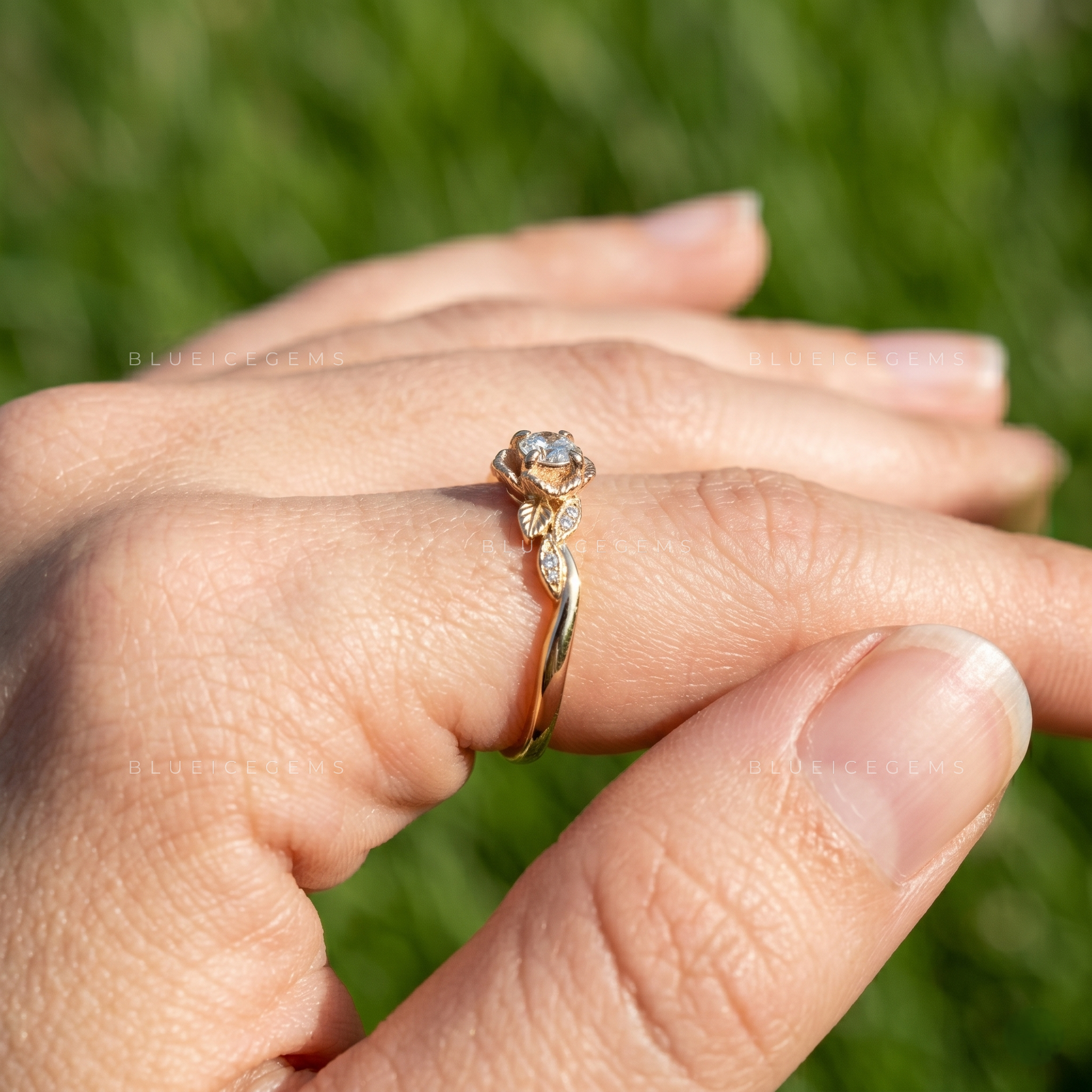 Celestial Sparkle Delicate Round Cut Accent Engagement Ring