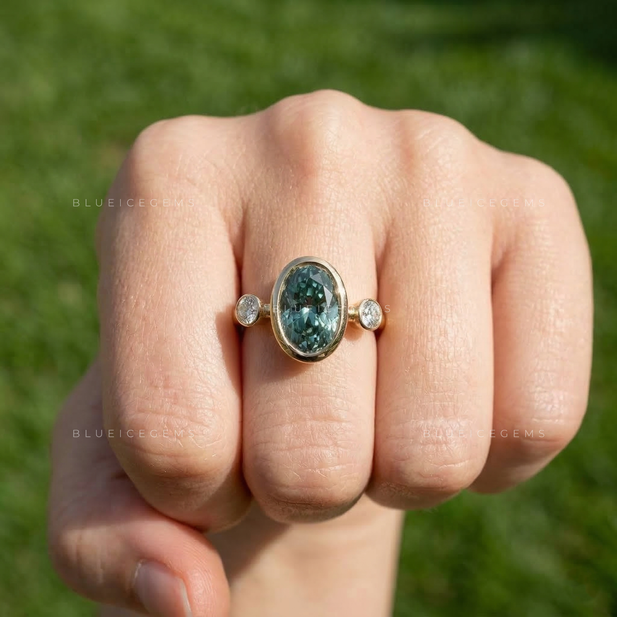 Emerald Forest Oval Cut Pavé Engagement Ring