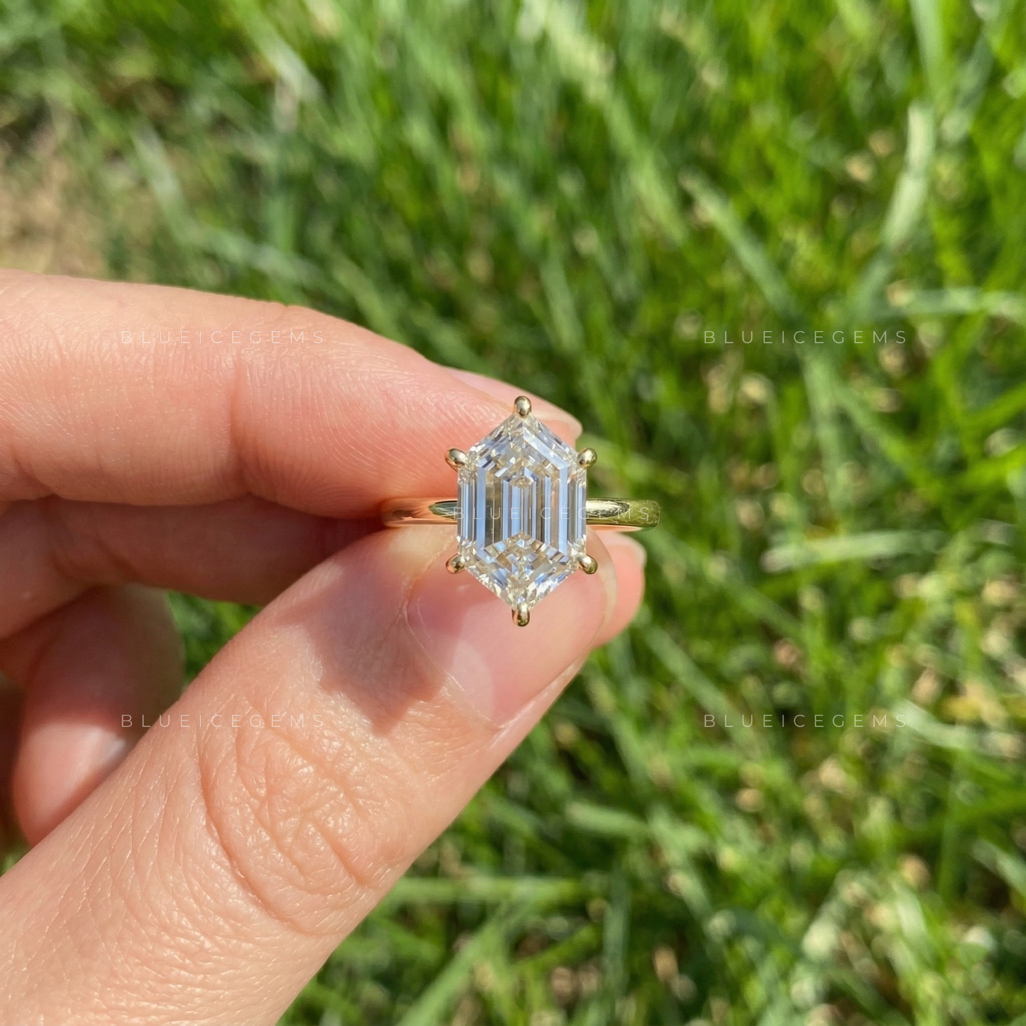 Architectural Allure Hexagon Step Cut Solitaire Ring