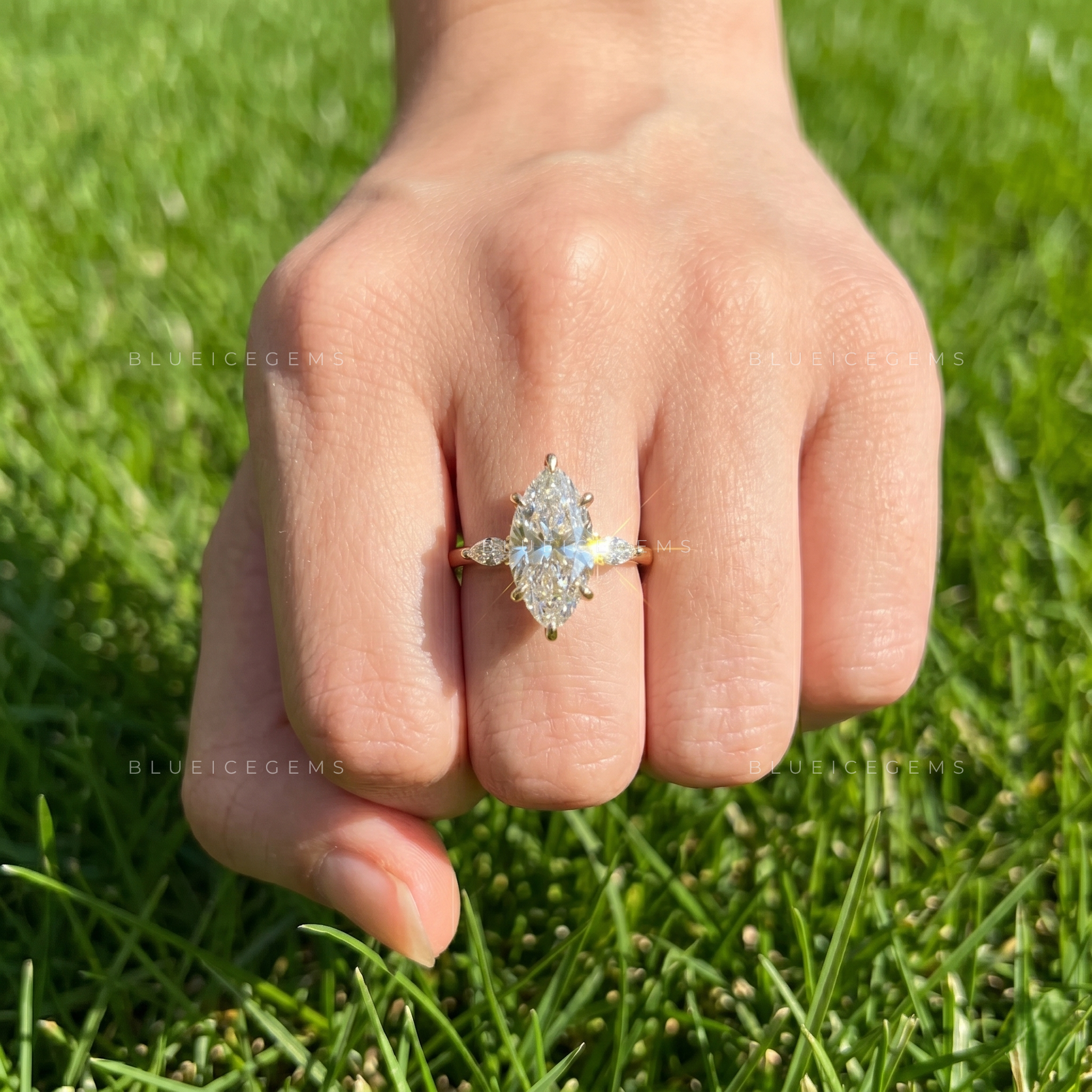 Regal Whisper Marquise Brilliant Cut Accent Solitaire Engagement Ring